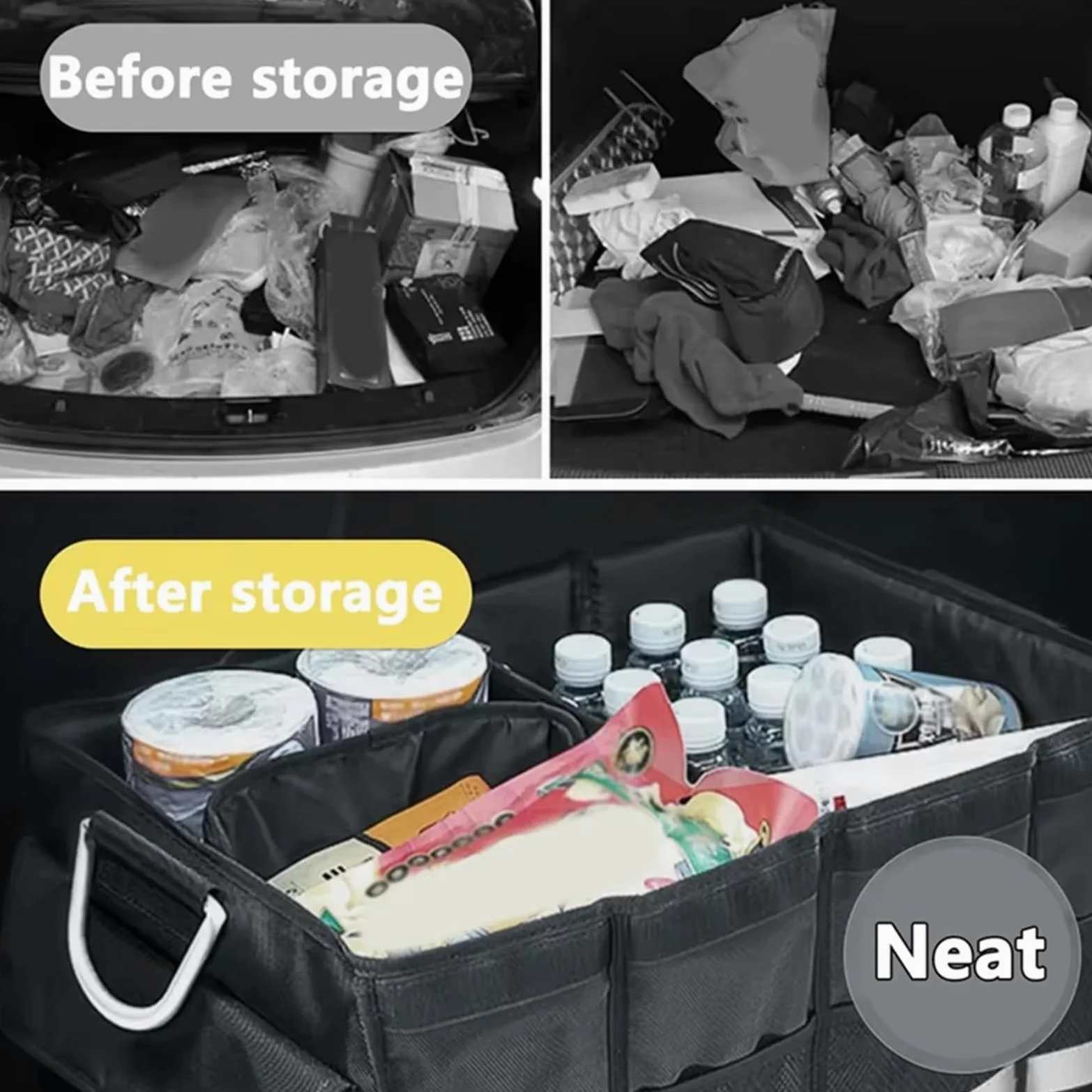 Organizador de Coche para Suzuki Grand Vitara(4door) 2005-2015, Caja Plegable Maletero de Coche Impermeable Plegable con Tapa Plegable Aluminio,72L