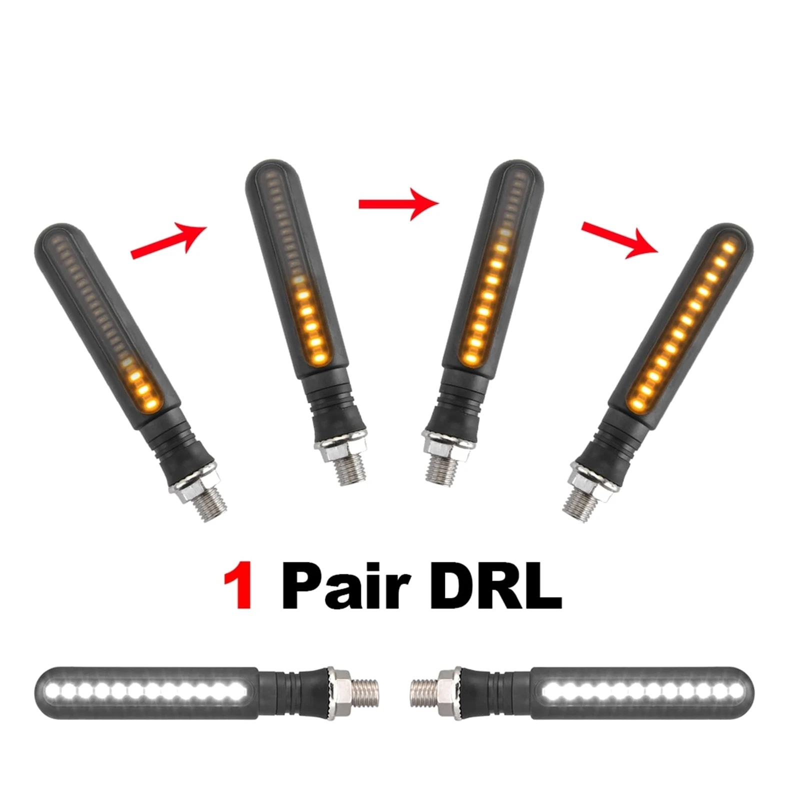 Luces intermitentes para motocicletas Para Giro LED universal para motocicleta para indicador de señal, luz intermitente DRL, para giro para lámpara, parada para iluminación freno(Mix 4 pcs)