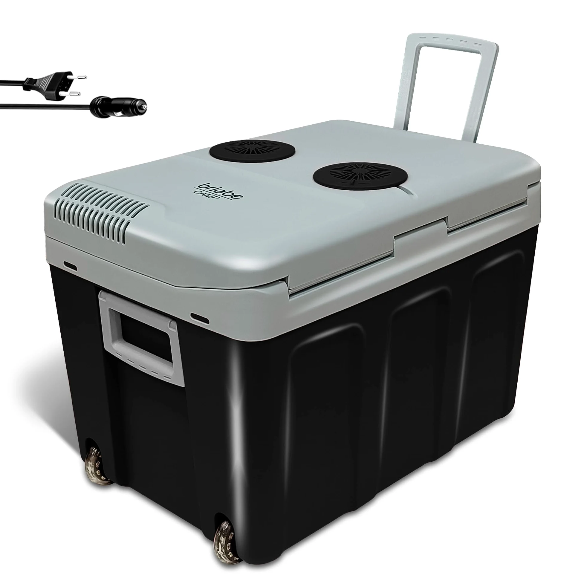 briebe Nevera Portátil Eléctrica de Viaje para Coche, Camping, 12V / 220V, Capacidad 40 L, Ruedas, Refrigera, Mantiene el Calor, Modo Bajo Consumo