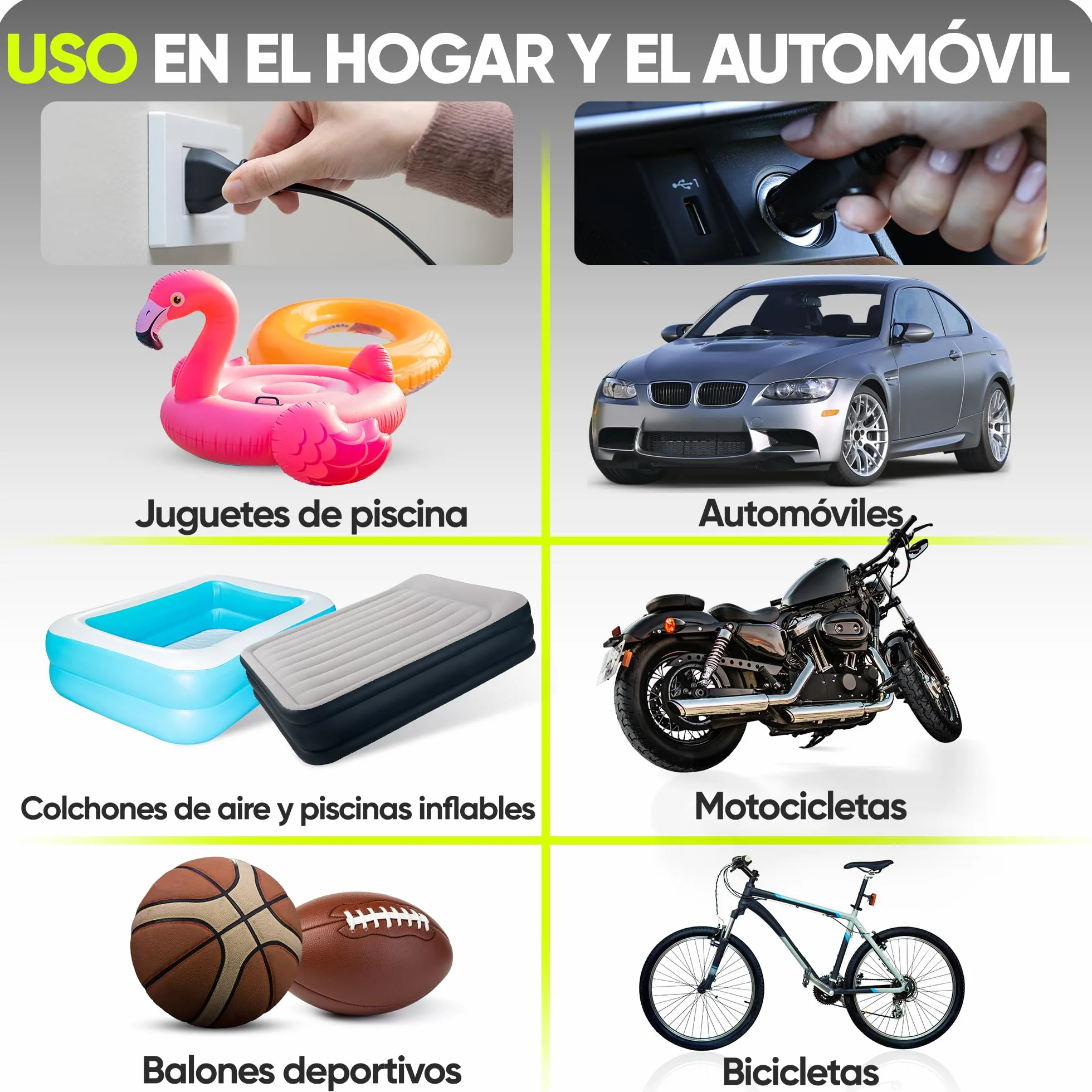 FORTEM Inflador de Ruedas de Coche, Compresor de Aire - Manómetro Digital, Autobombeo, Parada Automática - Bolsa de Transporte