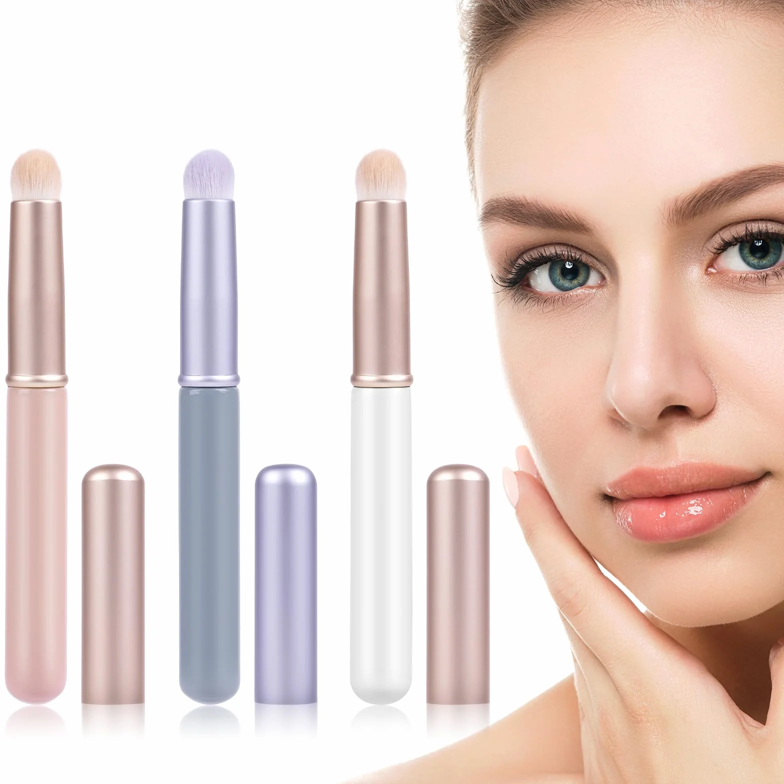 AOOWU Pincel Delineador de Labios, Set de Brochas de Maquillaje Profesional para Contorno Labios, 3 Piezas