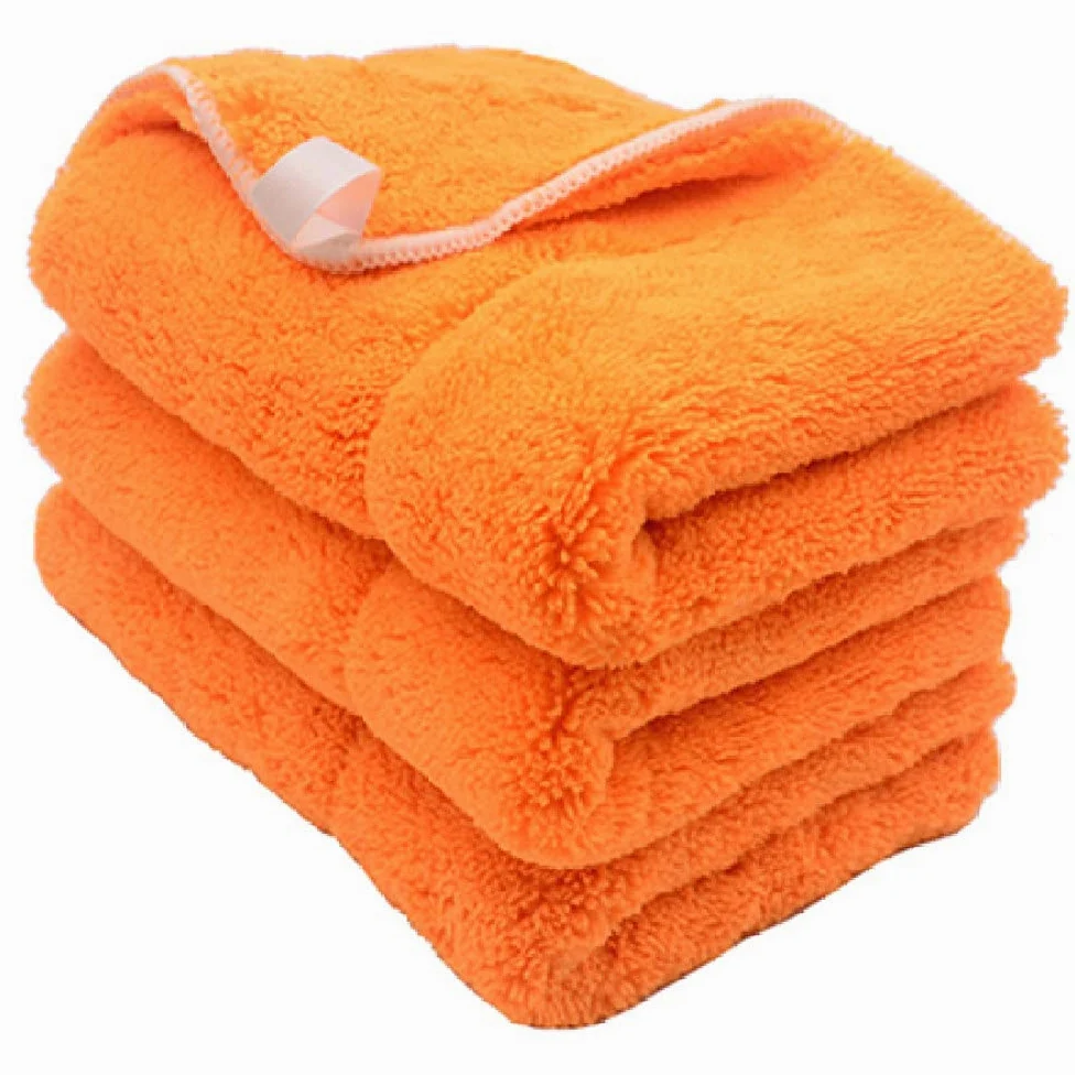 Toalla de Lavado de Autos 3PCS 40cmx30cm 800 Super Thick Felpa Microfibra Paño de Limpieza de Autos Cuidado de Autos Lavado Microfibra Cera Pulido Toalla de Detalles, Verde (Naranja)