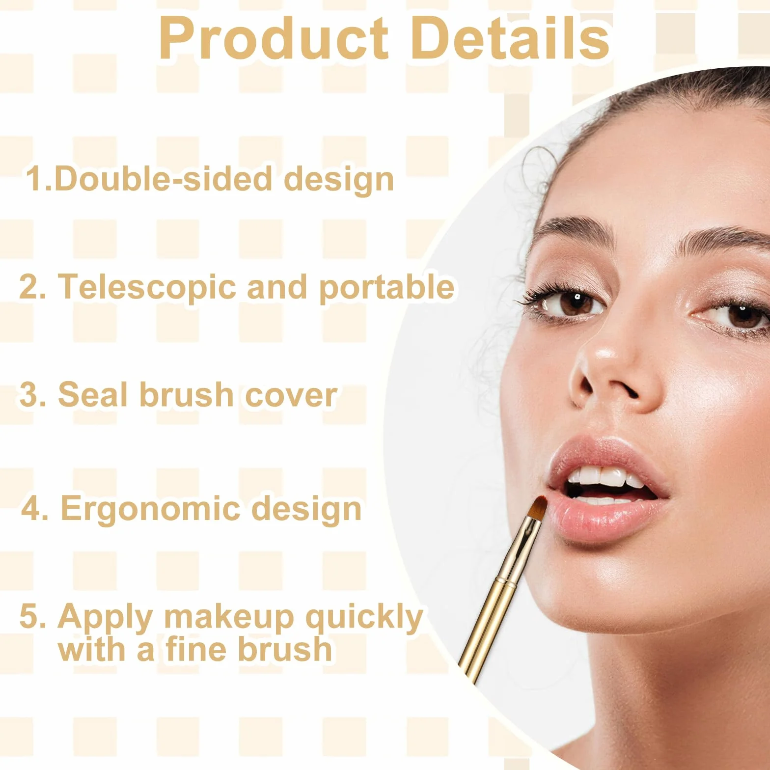 Simarro brochas retráctiles lápiz labial doble extremo metal portátil brillo labios cubierta corrector herramienta maquillaje negro