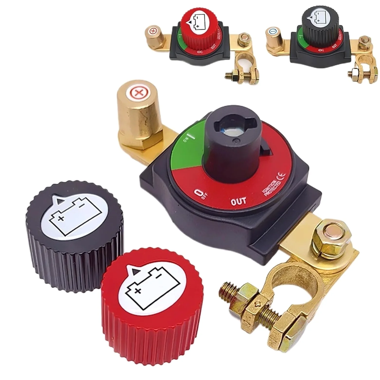 1 unidad de interruptor de corte maestro de batería resistente al agua for RV ATV barco 12V 48V de alimentación aislador de latón con giratorio(C71002-Negative)