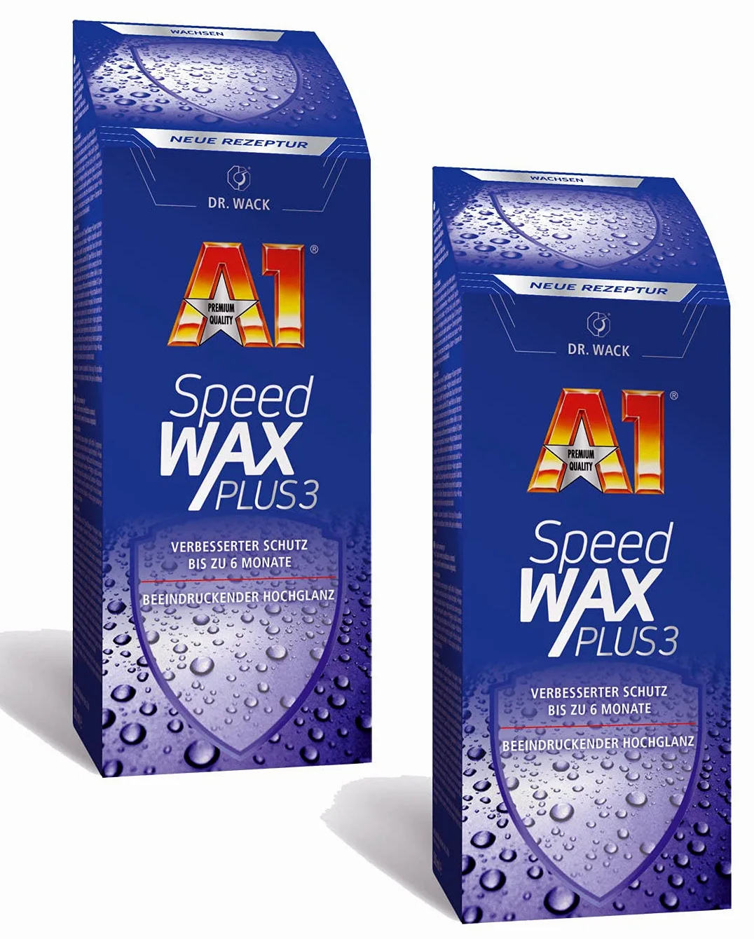 2 x 500 ml Dr. Wack A1 Speed Wax Plus 3, cera dura para coche, protección de pintura, sellador de pintura, cera de carnauba con efecto de perla de agua extremadamente duradero para todos los