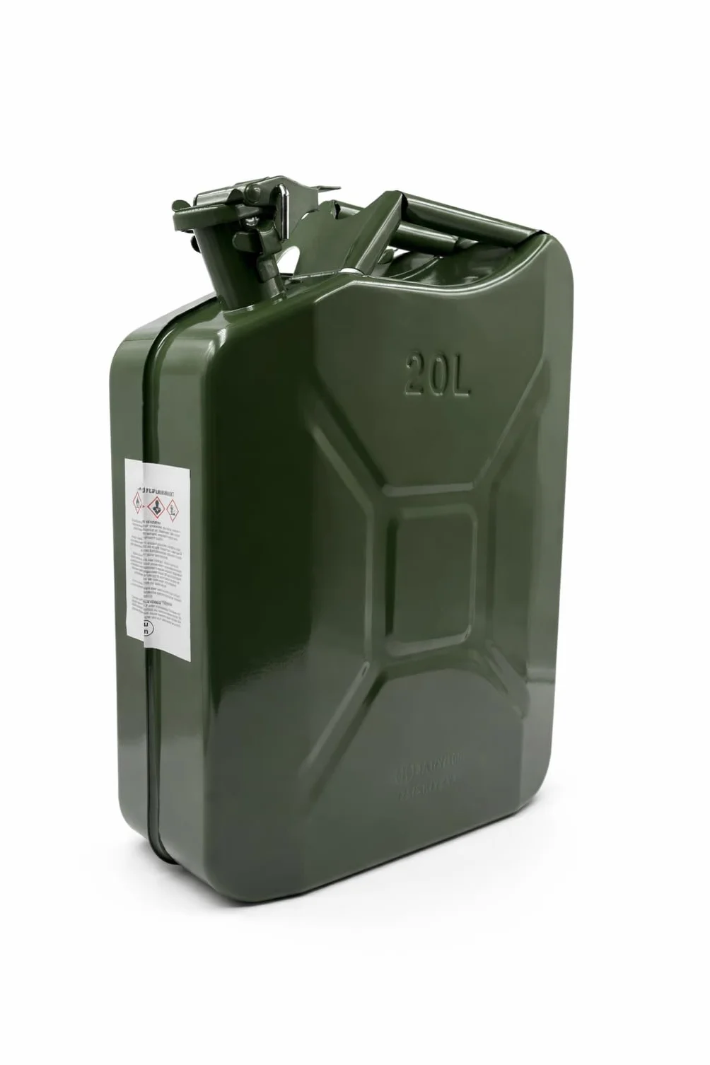 Tanica de acero pintada verde, homologada para combustible, gasolina y diésel, uso agrícola, náutico y de camping (20 L)