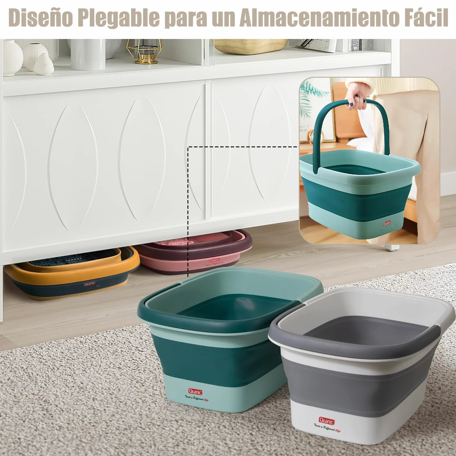 DEANIC Cubo Plegable Multifuncional 15L Organizador Portátil Almacenamiento Doméstico Gris