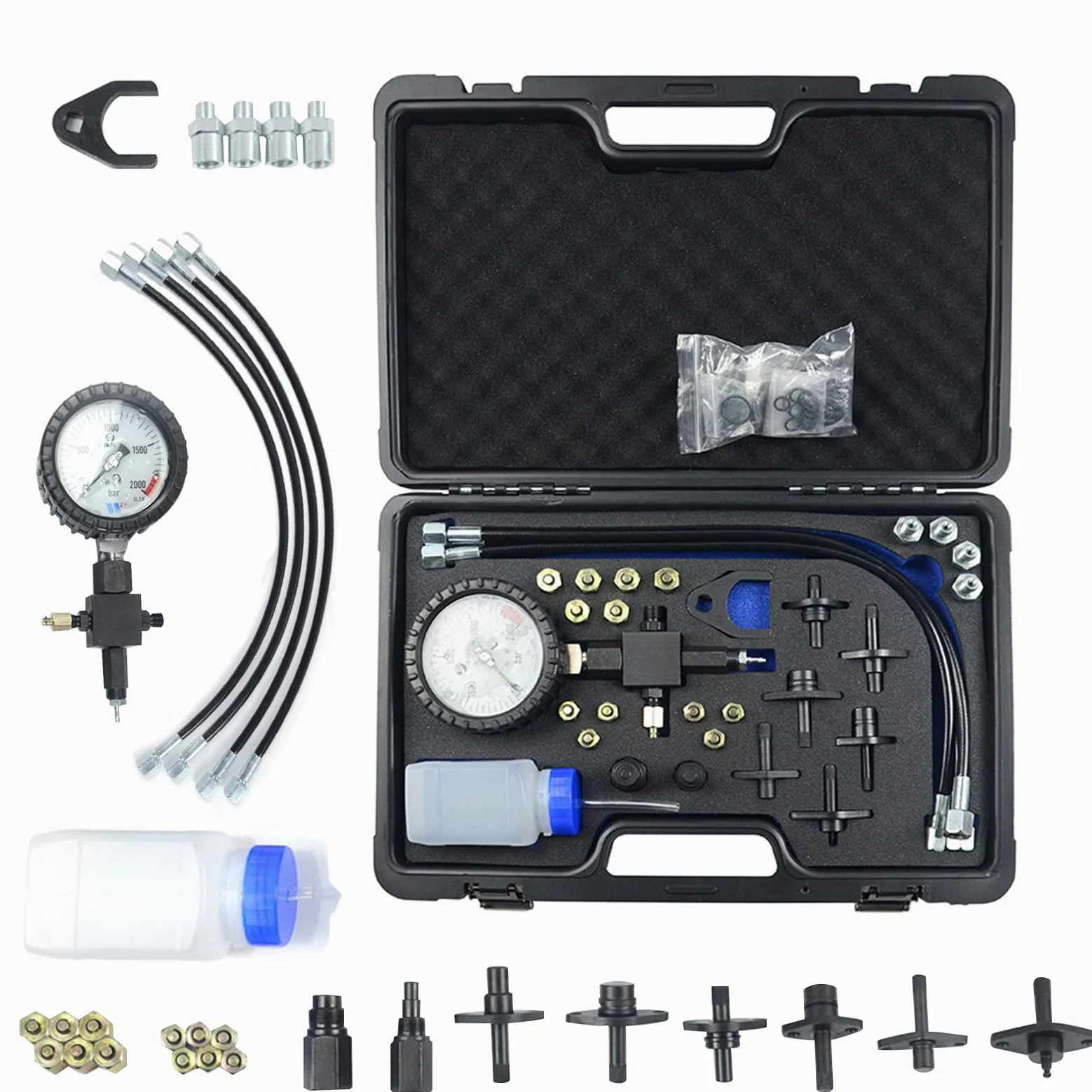 Kit de comprobador de presión de bomba de combustible para diagnósticos precisos y resolución de problemas en motores de gasolina y diésel