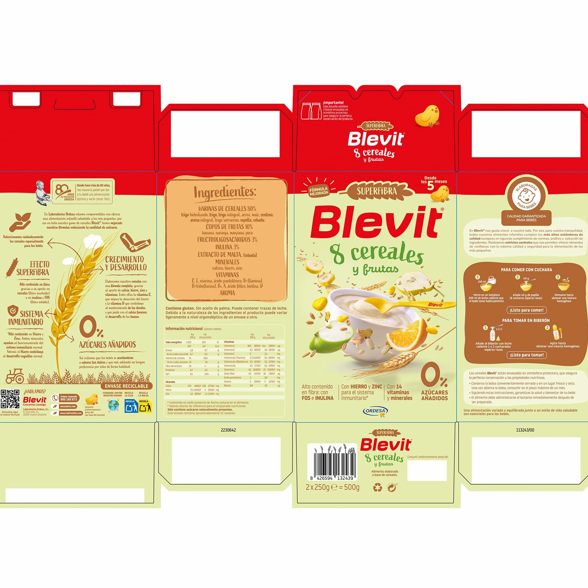 Blevit Superfibra 8 Cereales y Frutas 500g Papilla para Bebé desde 5 meses