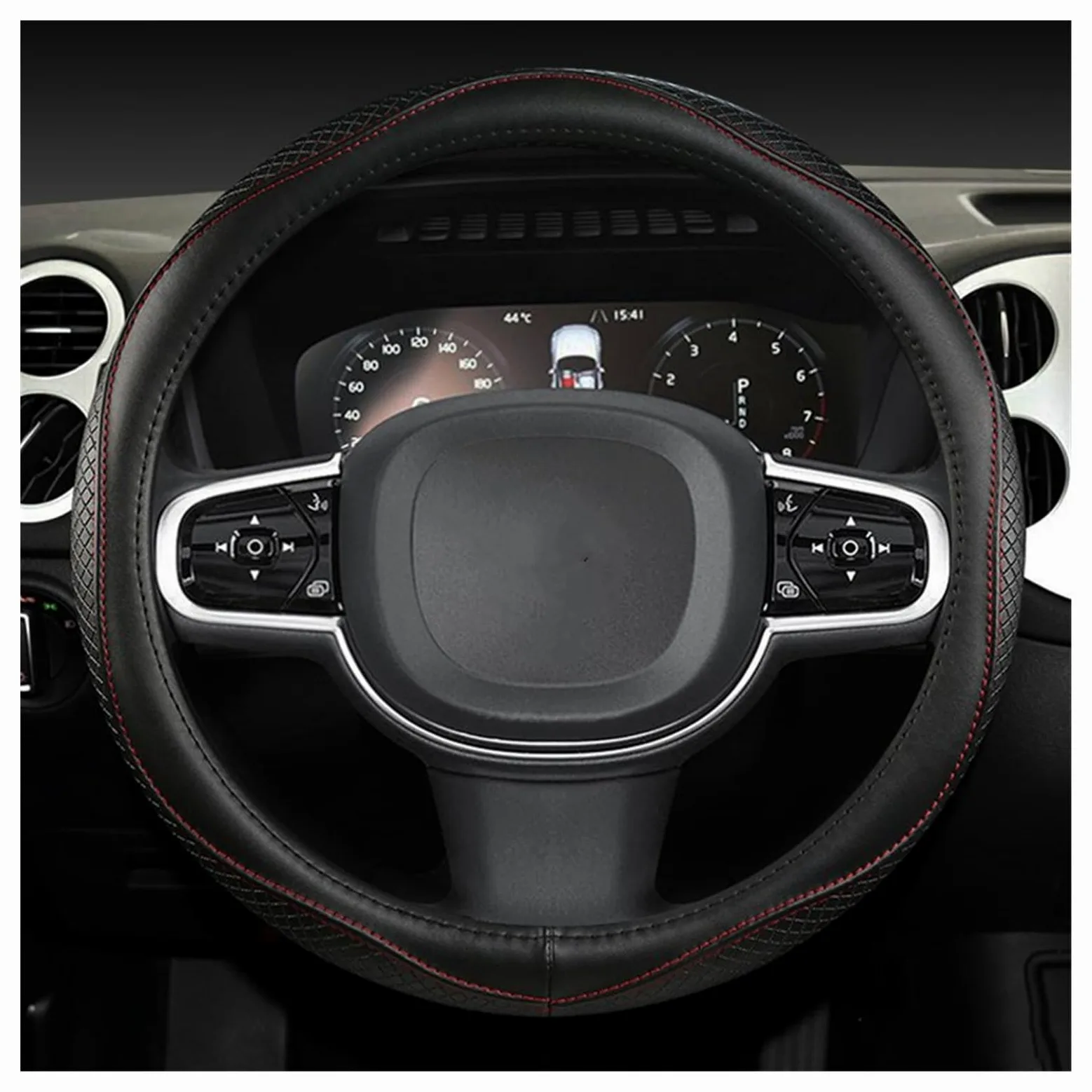 Protector para Volantes para Volvo XC40 para XC60 para XC90 V40 para S90 S80 para S60 S40 Funda Volante Cuero Genuino 38 Cm Y 15 Pulgadas, Antideslizante(Negro)