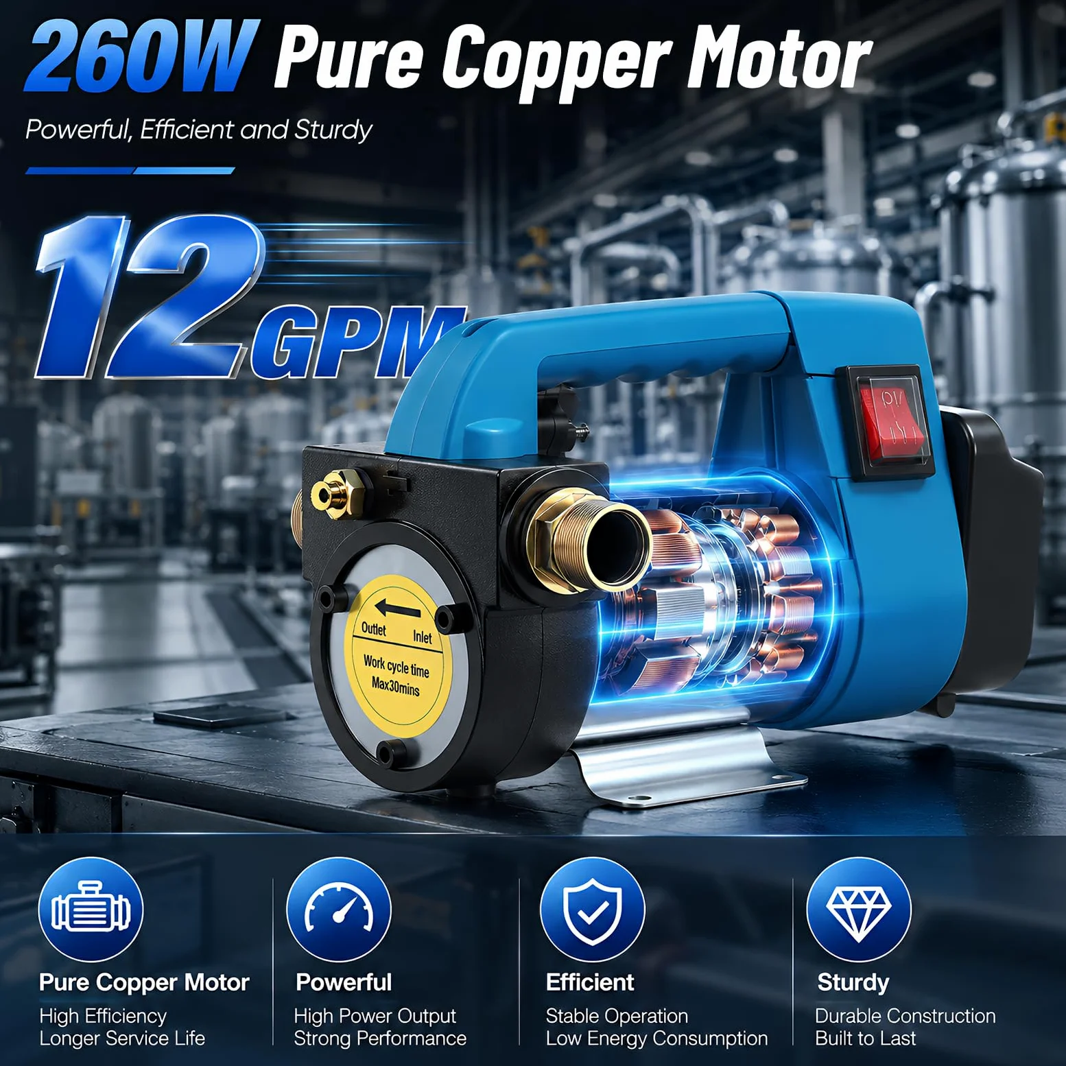 Bomba eléctrica inalámbrica diésel 45L/min compatible con Makita 18 V, bomba de aceite autocebante para diésel/queroseno, bomba de aceite portátil