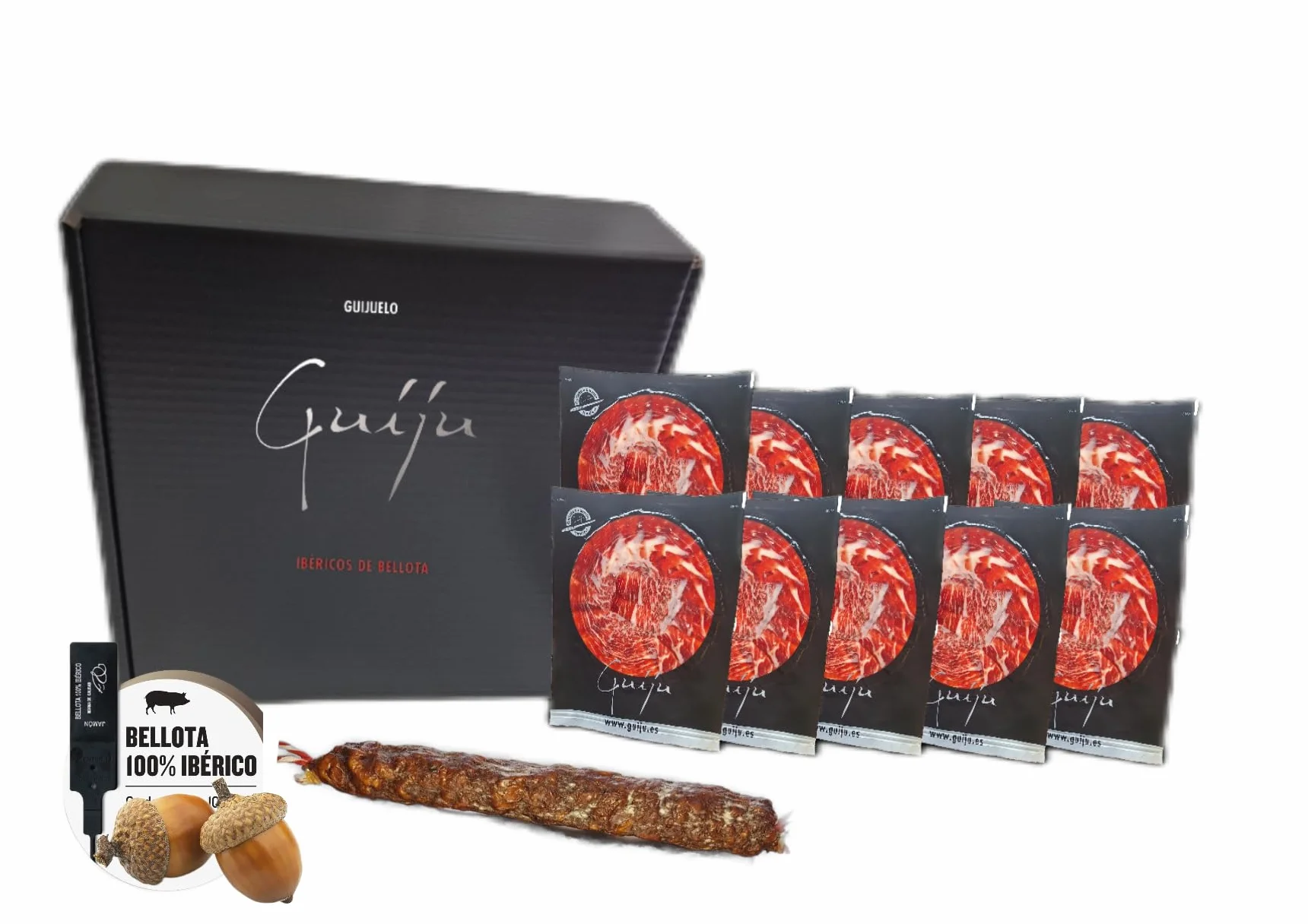 Jamón Ibérico de Bellota 100% Ibérico 10 platos 80 gr Guiju