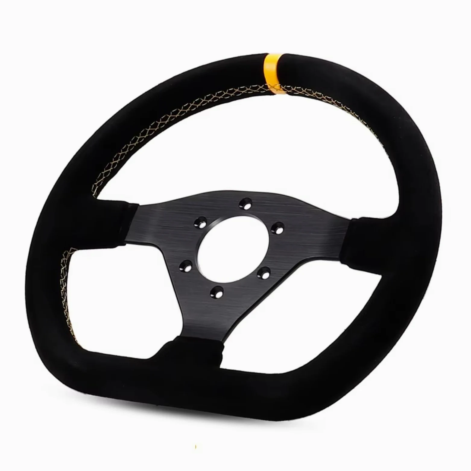 Funda Volante Coche Volante Carreras 300 Mm Plano Ante Coche Derrape para PC Universal PCD-70 Mm(Stitching Yellow)