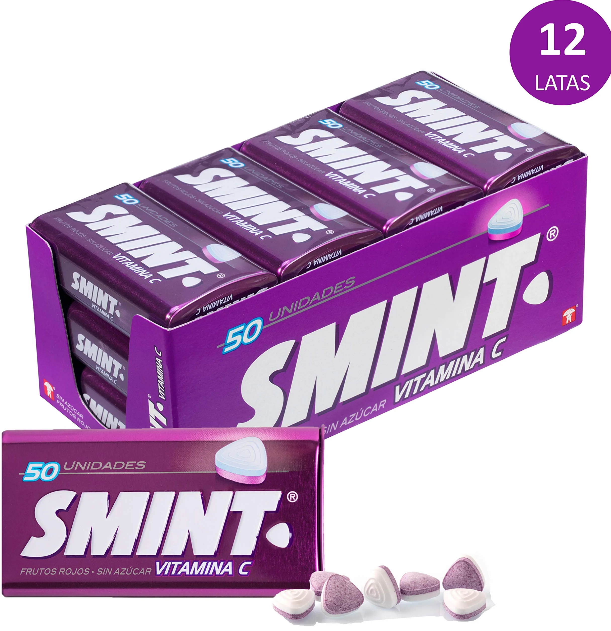 Smint Tin Frutos Rojos Caramelo Comprimido Sin Azúcar 12 unidades 35 gr