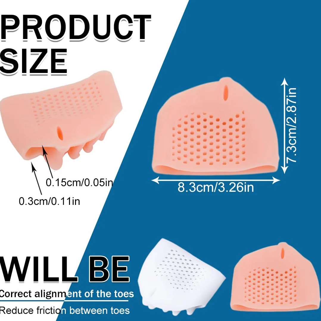 Almohadillas de Silicona para Metatarsal, Separador Dedos Pie de Gel, 2 Pares