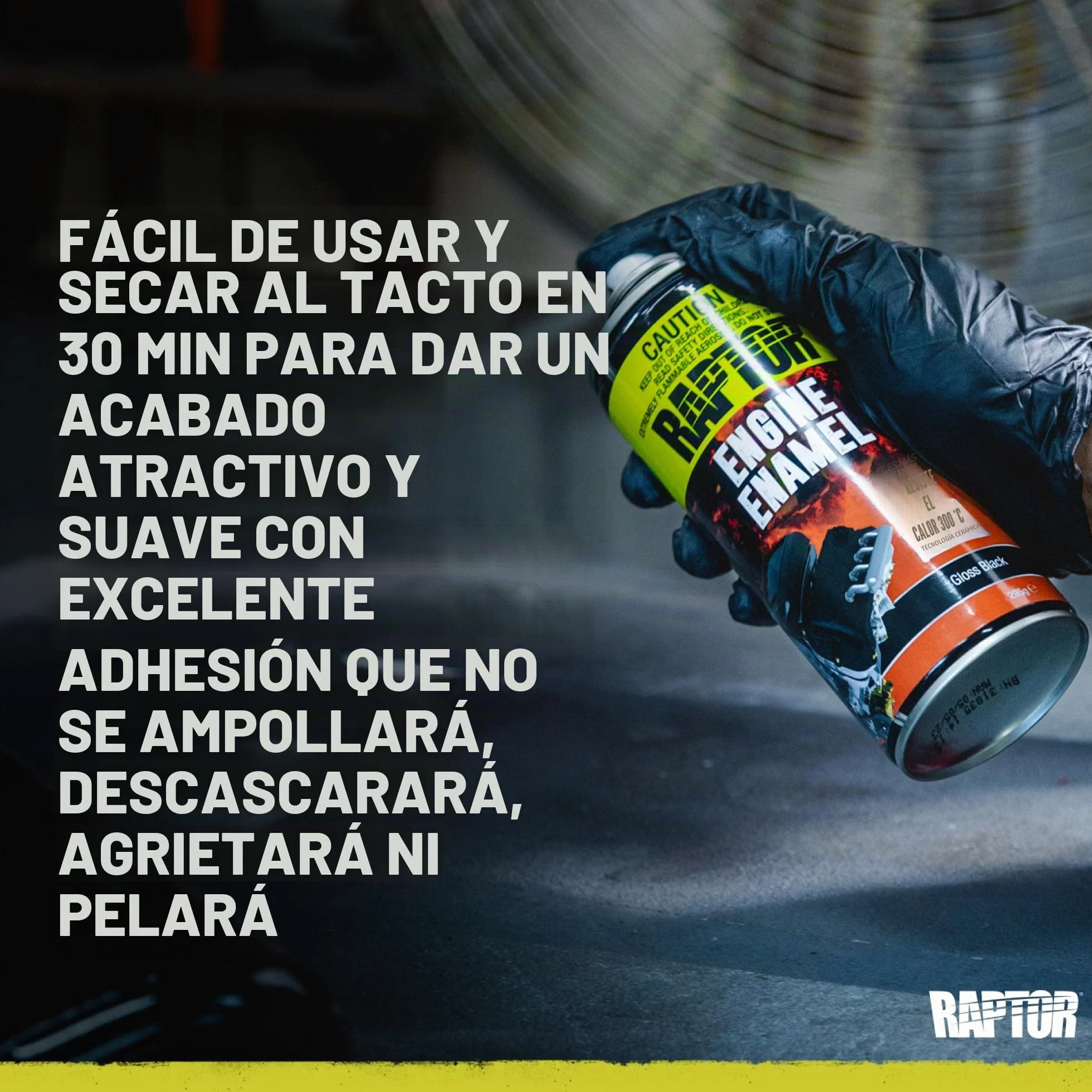 U-POL Raptor Engine Enamel | Pintura 1K Spray Para Motor | Resistente al Calor Hasta 300 °C | Protección Contra el Calor, Aceite y Líquidos en Compartimento del Vehículo
