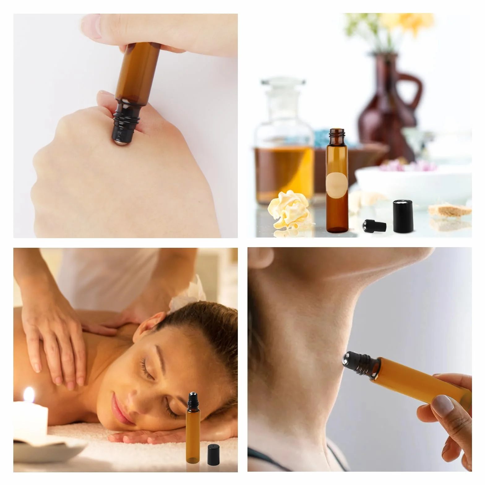 Botellas de vidrio roll-on vacías 10 ml para aceite esencial con rodillo inoxidable