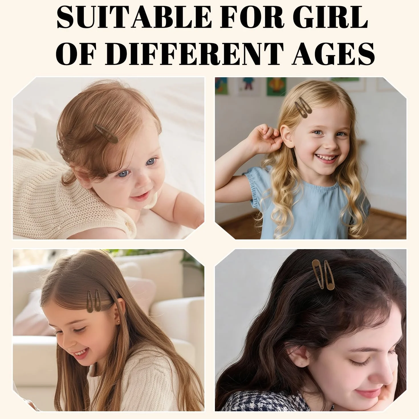 Horquillas de Pelo Metal 5 cm Pinzas para Niñas Mujeres Marrón Oscuro 50 Uds