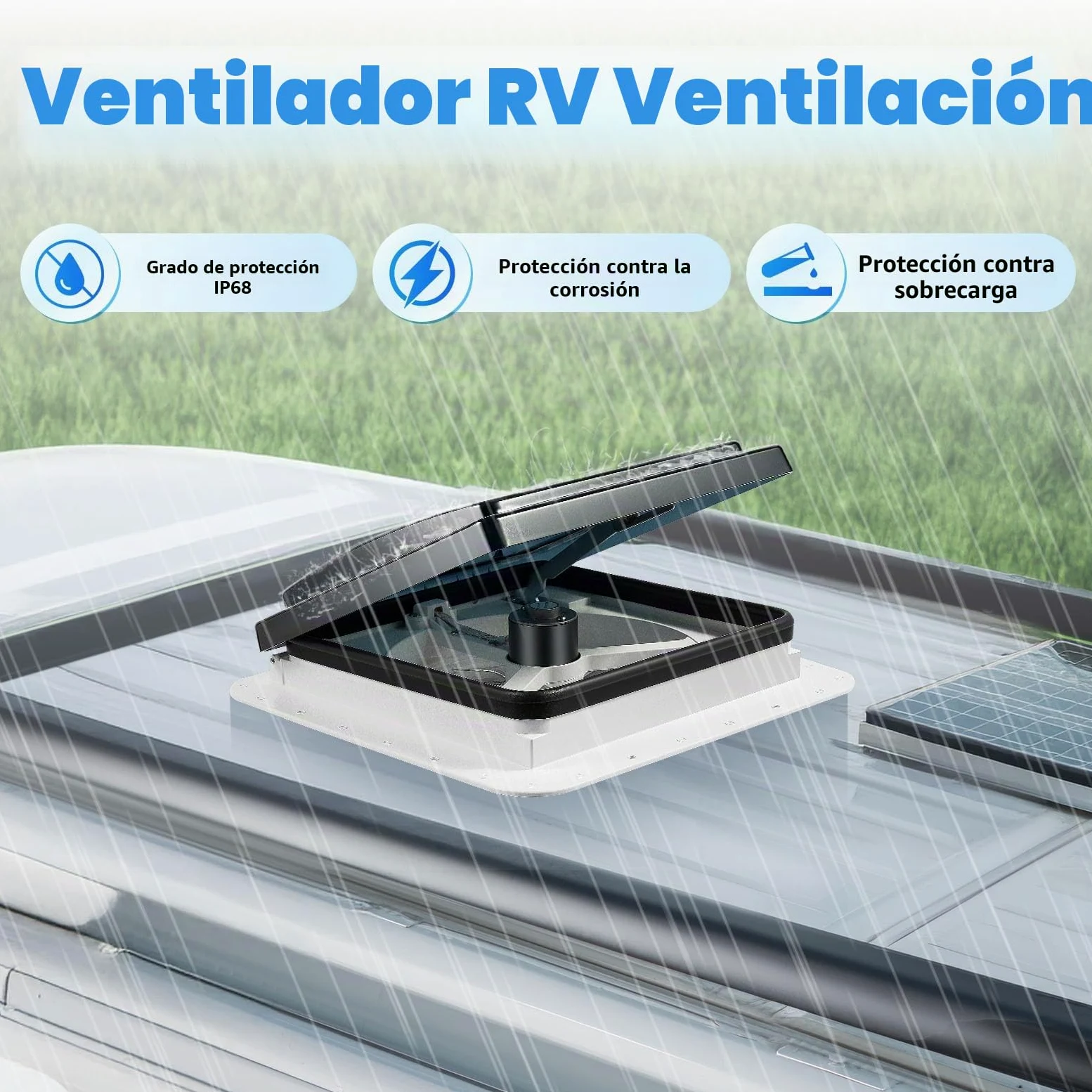 Ventilador de techo para autocaravana de 28x28cm | Ventana de techo para caravana | Ventana de techo insonorizada Ventilador silencioso extremadamente silencioso | Techo multifuncional para
