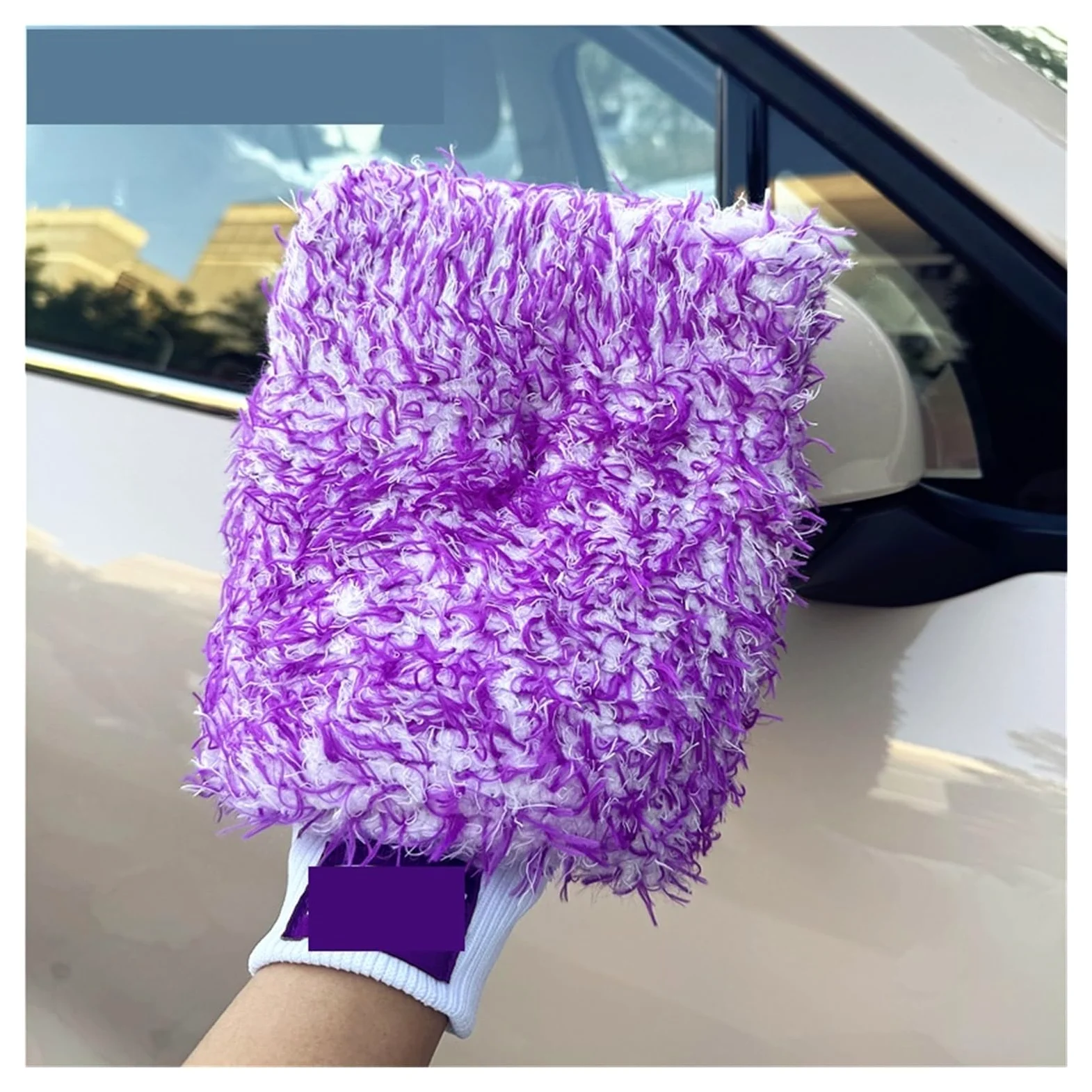 Genérico Guante de Microfibra púrpura, manopla Lavado Autos con Forro Interior Puntada Espuma súper absorbencia(10 Purple Mitt)
