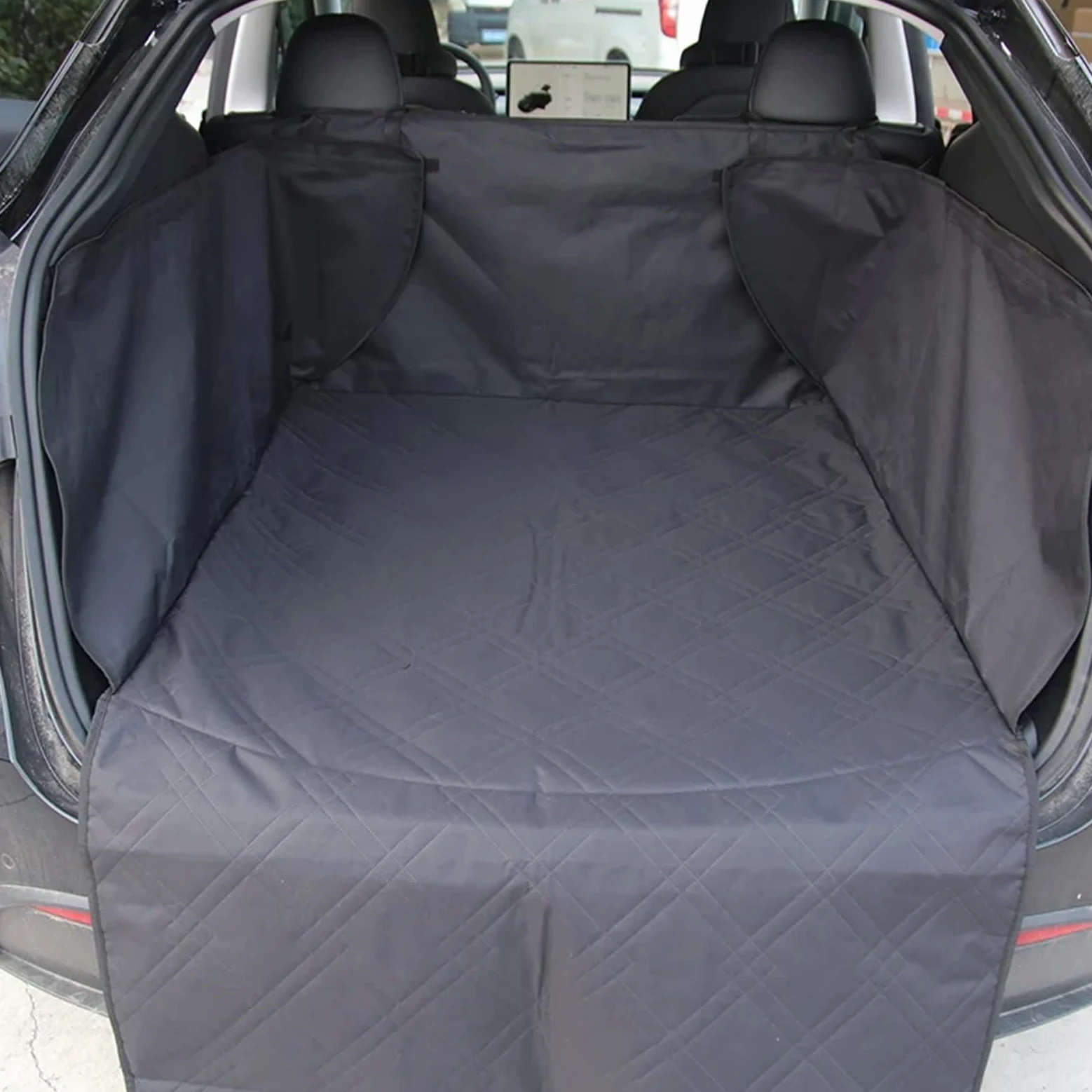 Protector Maletero Coche Alfombrilla para Maletero Trasero para Mascotas, Compatible con Tesla Model Y HW4.0 2024-23, Funda de Tela Oxford Impermeable para Asiento de Perro.