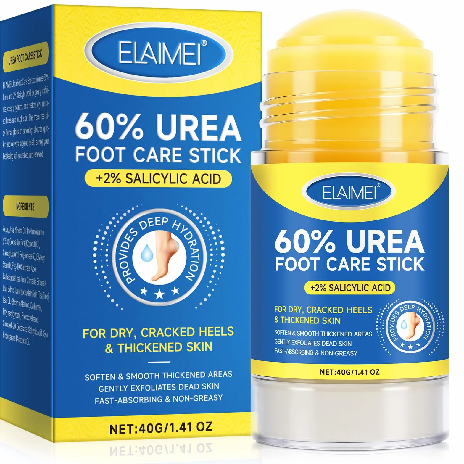 Krem Stick z Mocznikiem 60% i Kwasem Salicylowym 2% na Popękane Pięty i Suche Stopy 40g