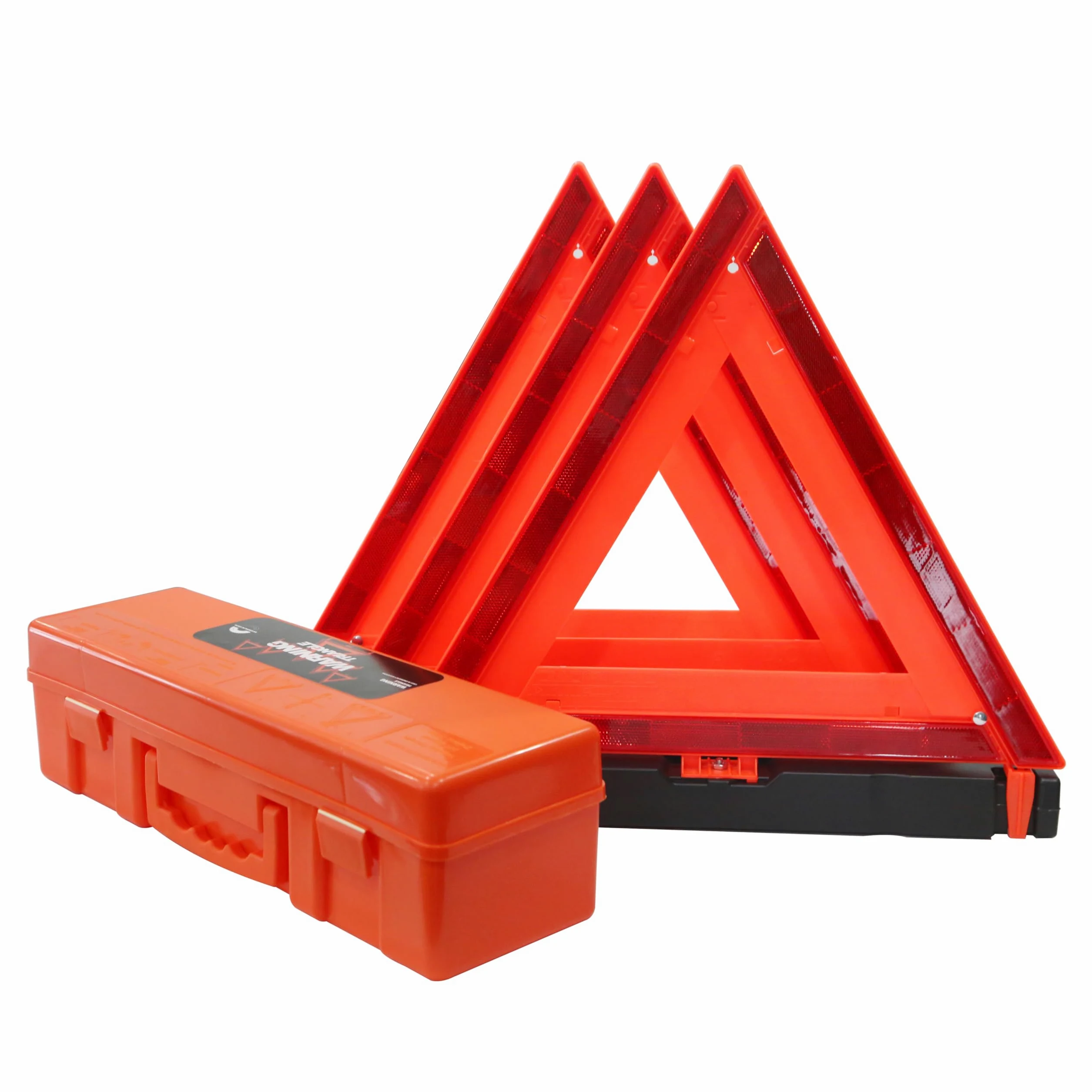 WORKKOOL Paquete de 3 triángulos Reflectantes Plegables de Advertencia con Funda de Transporte, triángulos de Carretera de Base Pesada para averías de vehículos, Reflector de Seguridad Aprobado por