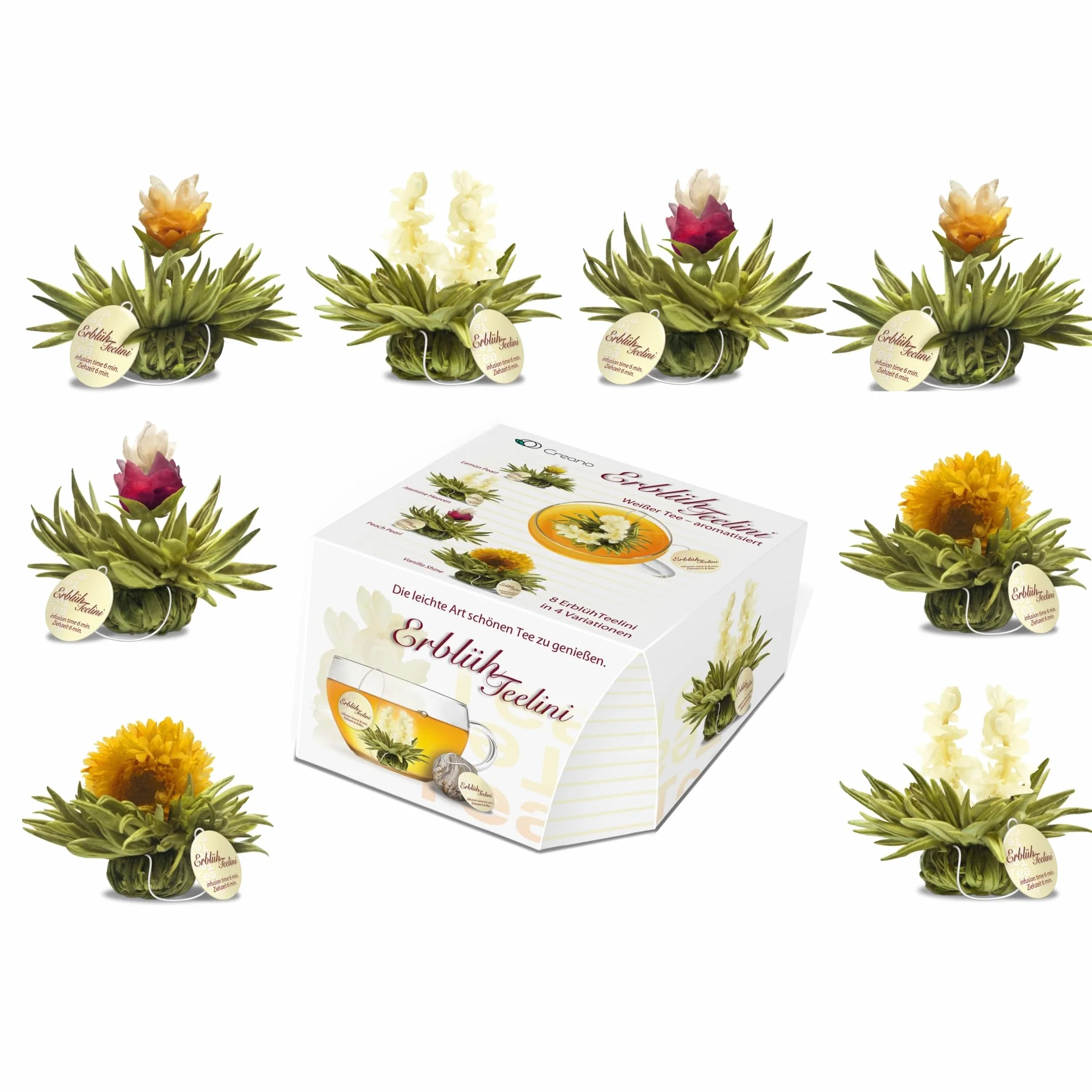 Creano Té Floreciente Teelini 8 flores 4 variaciones té blanco