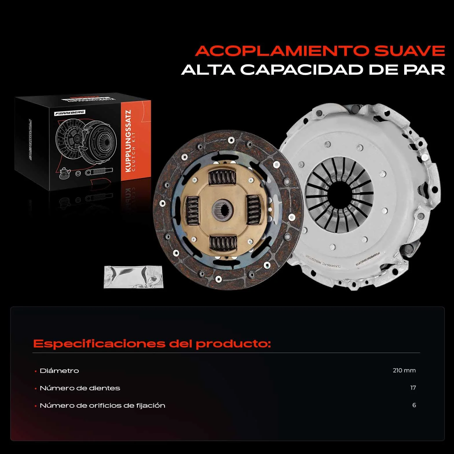 Frankberg Kit de embrague 3S617540AA | Compatible con: Furgoneta Fiesta V, 2 días, Fiesta V JD JH, Fusión JU