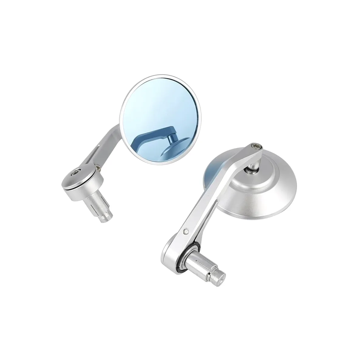 Retrovisor manillar scooter Espejos retrovisores CNC plateados de 7/8" y 22 mm para manillar motocicleta, para izquierda derecha