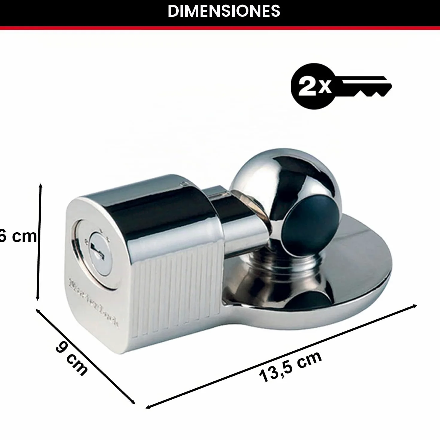 MASTER LOCK Antirrobo Remolque [Ajustable - 48 mm, 51 mm y a la mayoría de los de 59 mm] 377EURDAT - Ideal para Remolque, Enganche, Caravana