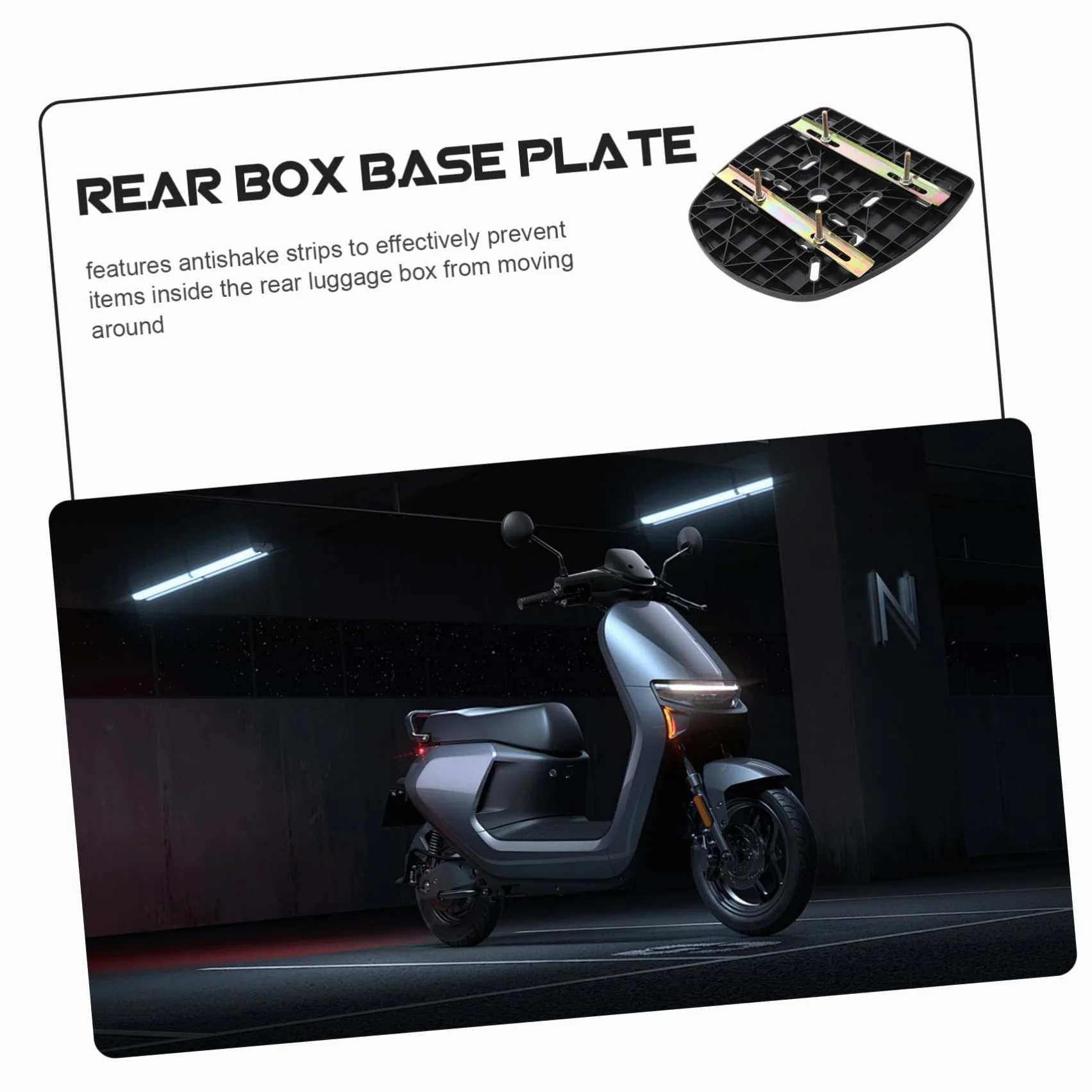 Placa Base Tornillos Fijos para para Caja Trasera de Motocicleta Diseño Reforzado y Tiras Antideslizantes Soporte Resistente y Seguro