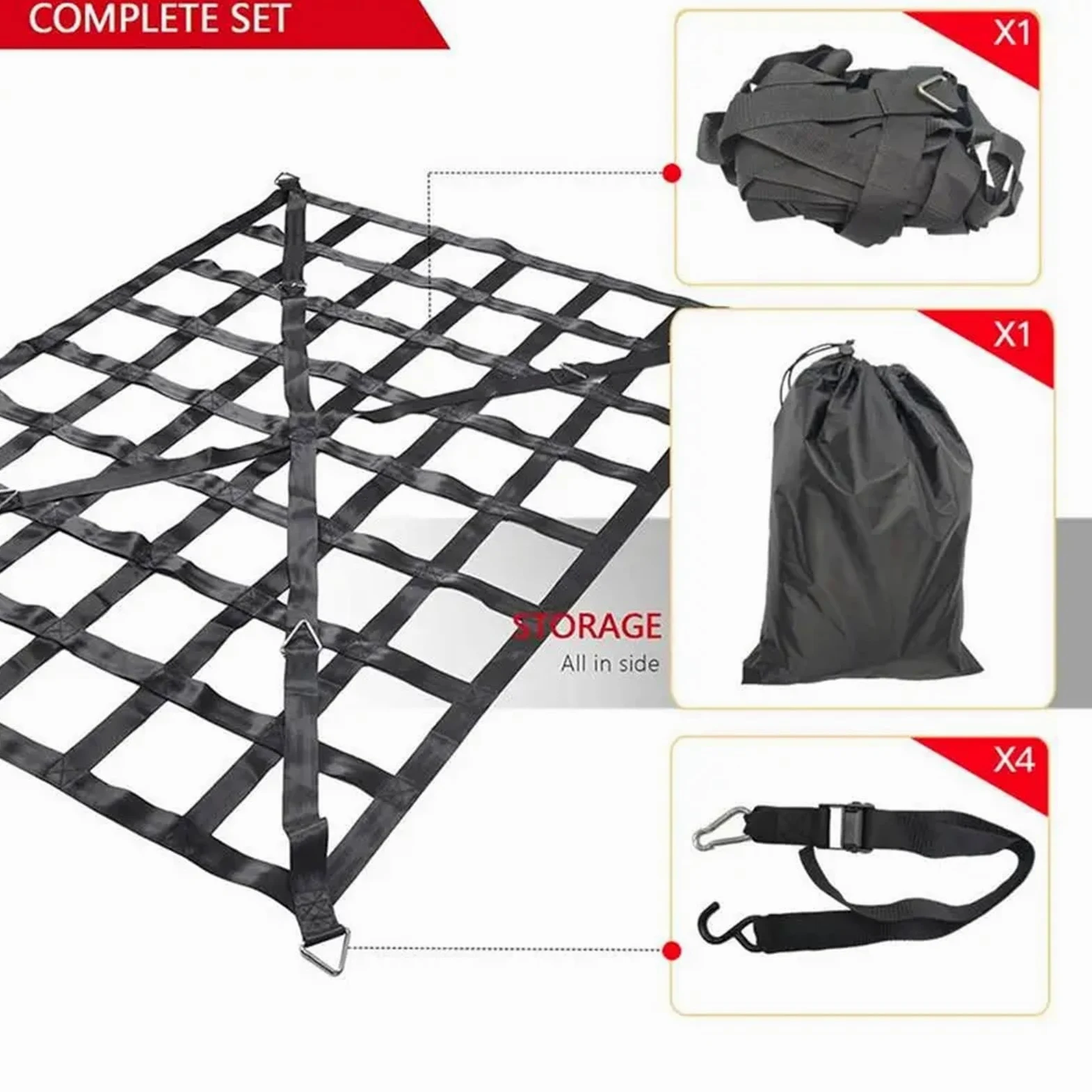 Red de Maletero de Coche Universal, Organizador de Equipaje elástico, Red de Carga Resistente, Redes de Almacenamiento elásticas Ajustables for Maletero para Coche(MX)