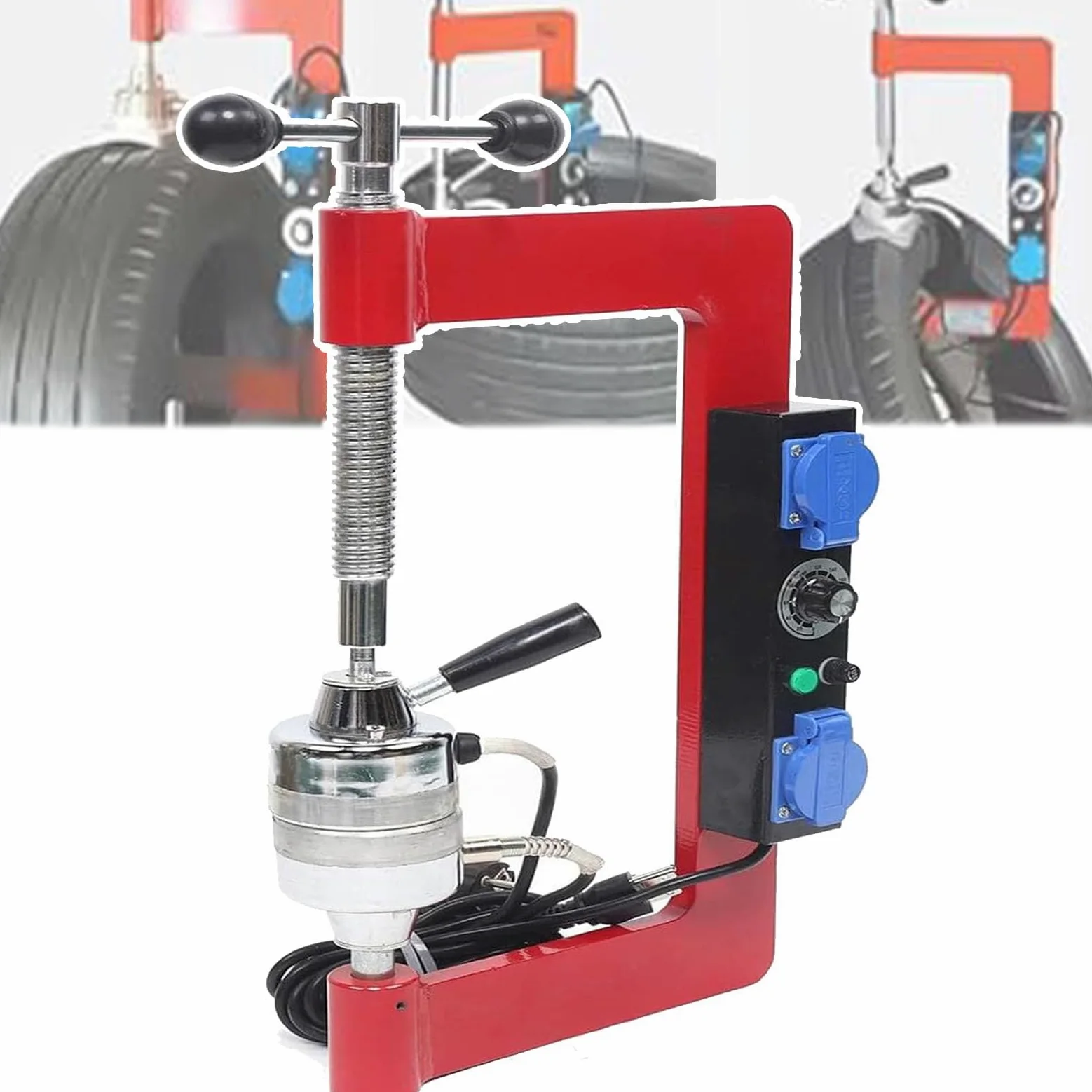 Kit de reparación de neumáticos de coche, vulcanización de 500 W, control de temperatura ajustable de 150 a 180 °C, temporizador de 0 a 180 minutos, apto para neumáticos de 145 a 275, coches y