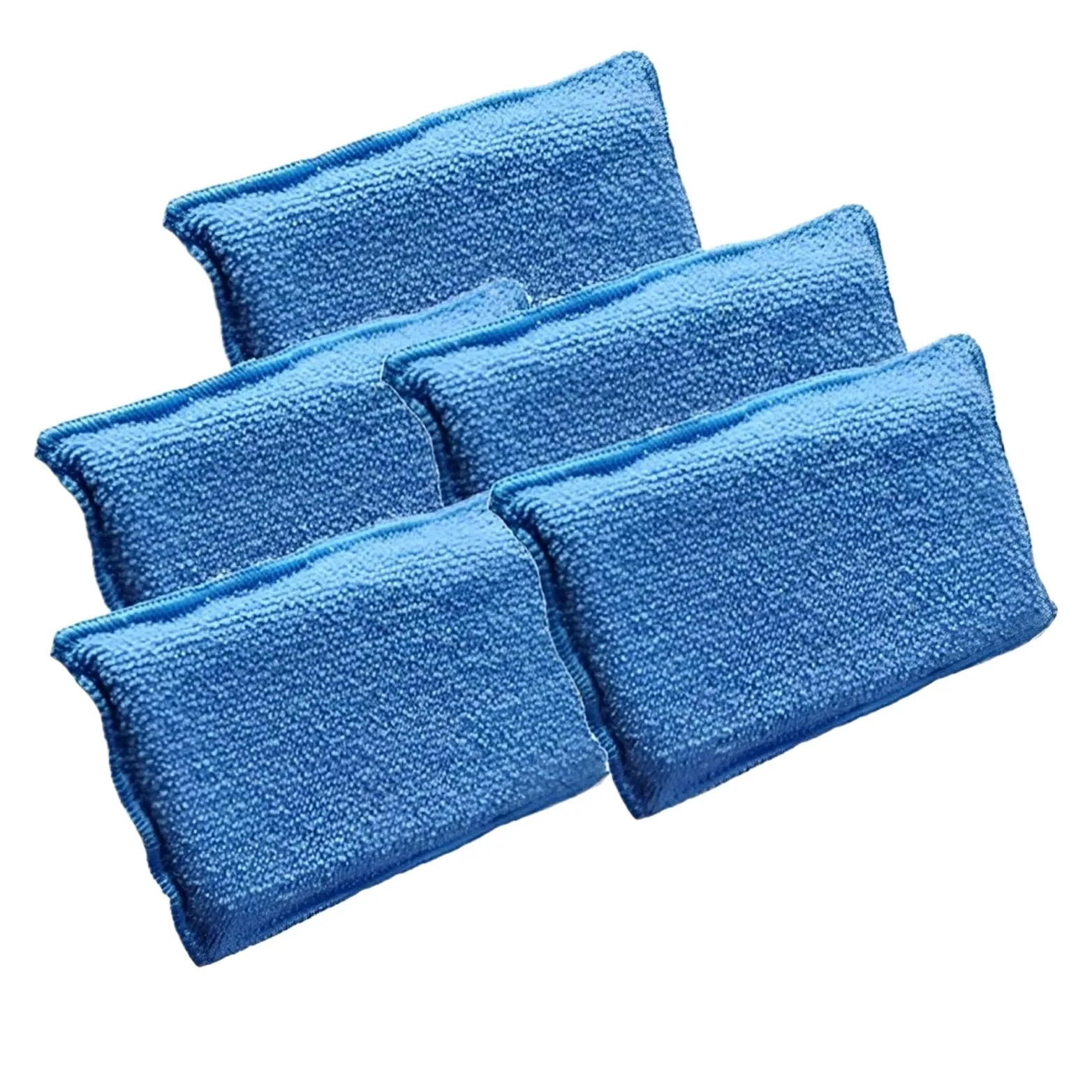 Genérico Almohadilla de Limpieza Coche Doble Cara Microfibra, Esponja fregado Suave for Detalles Cuero, Herramientas for Interior(Blue White 5pcs)