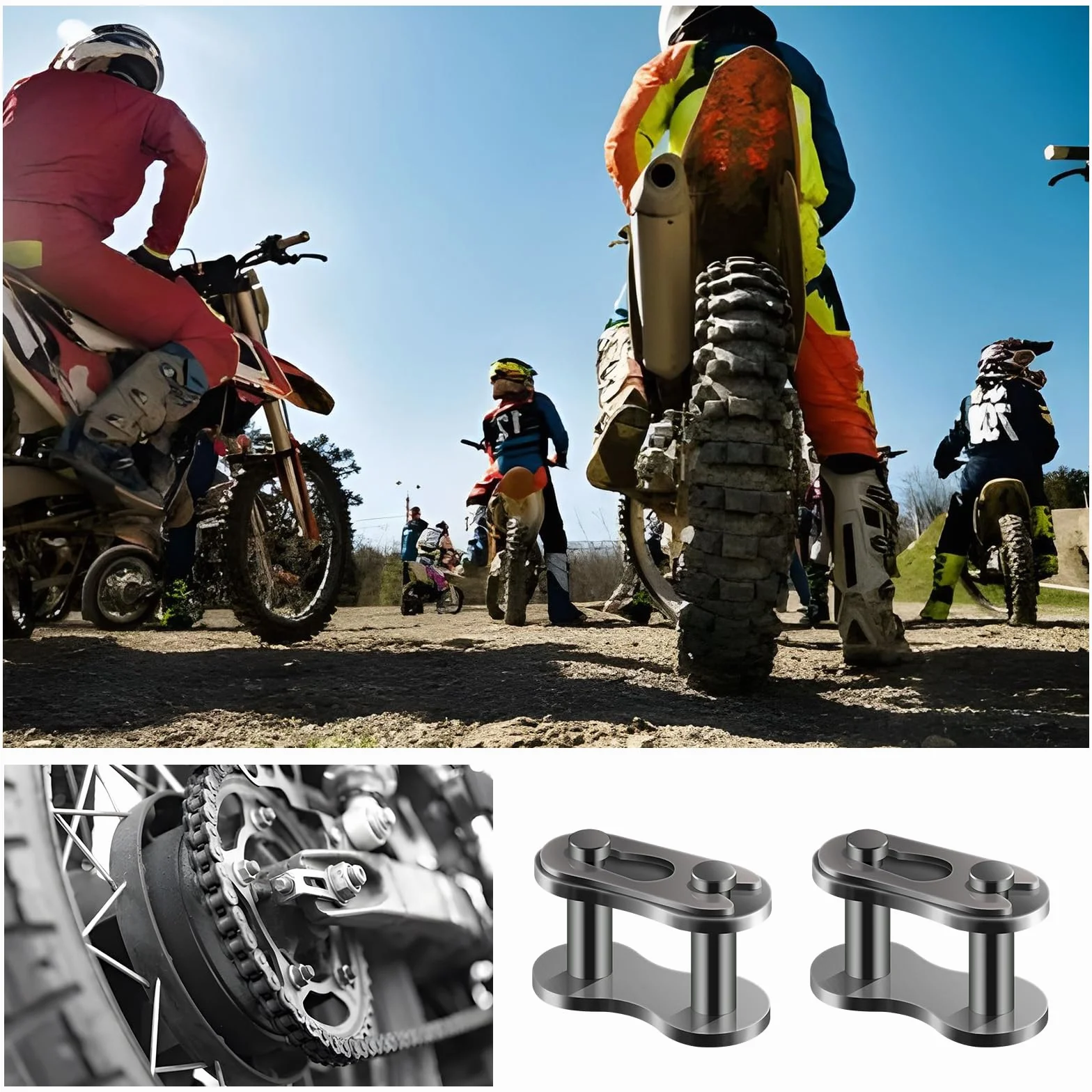 8 piezas #520 Enlace de Cadena de Vtt, Robusto Enlace Principal de Cadena con Junta Tórica Cadena de eslabón principal Cadena Master Links para Moto Dirt Bike Pitpro