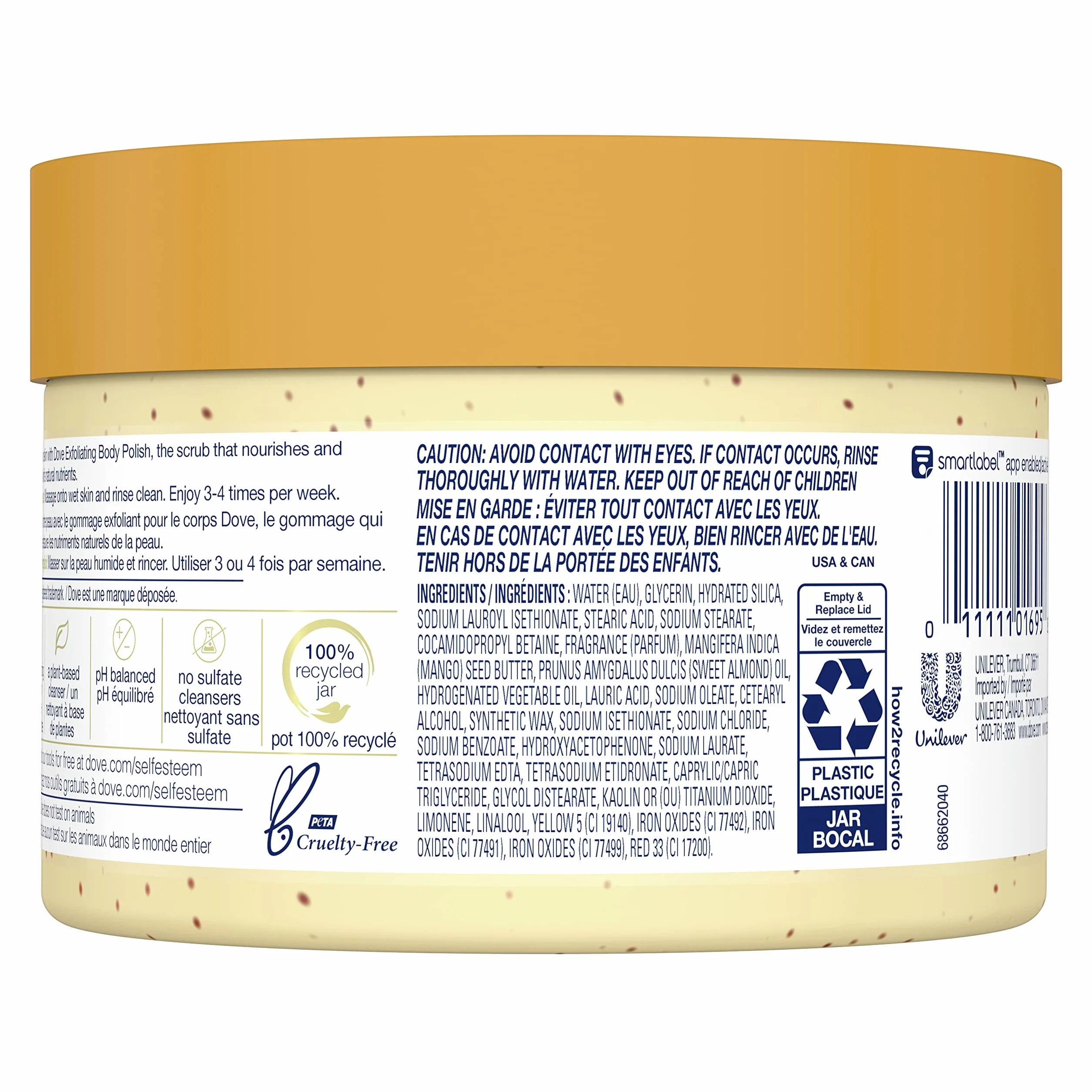 Dove Exfoliante corporal Body Polish piel seca almendras molidas mantequilla de mango exfolia hidrata aroma