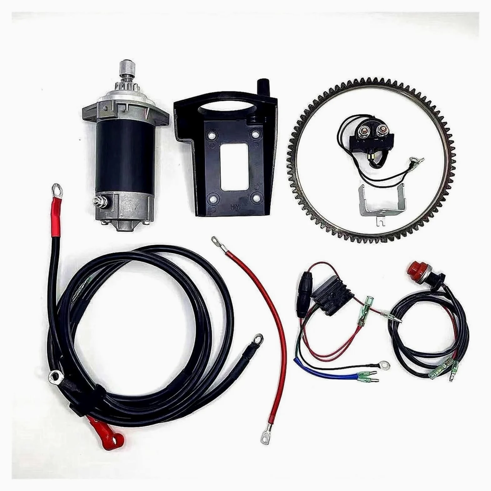 Motor Generador para Suz&uki DT30 2 Tiempos 30HP Motor Fueraborda Motor De Arranque Relé Cable Rectificador Kit De Motor De Arranque Eléctrico(with Ring Gear)
