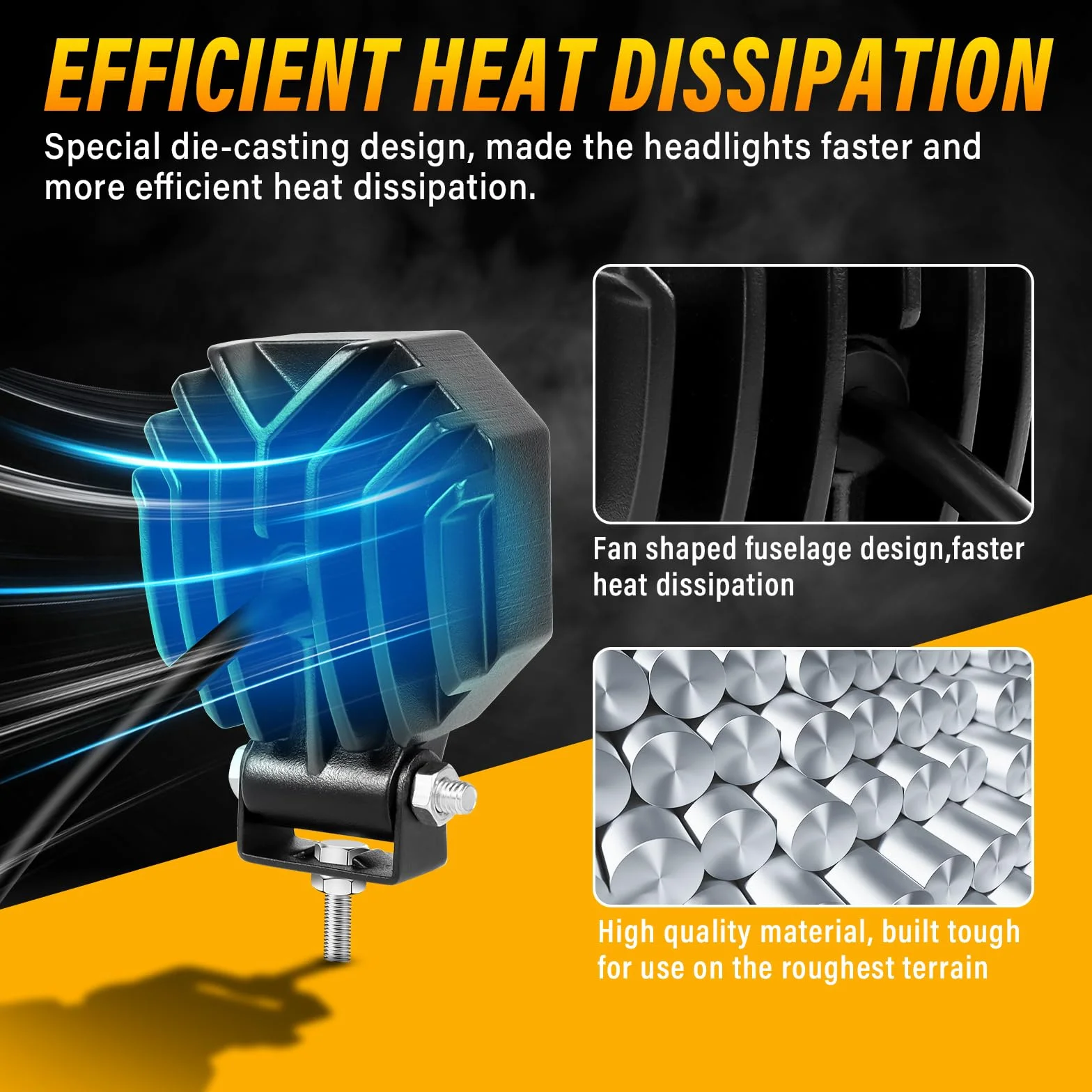 AUXTINGS 10 Piezas 7 cm Lámpara de Trabajo LED inundación,16W 1600 lúmenes | 6000K blanco Barra de luz LED vehículos todoterreno, camiones SUV 4x4 tractores y faros antiniebla,impermeable