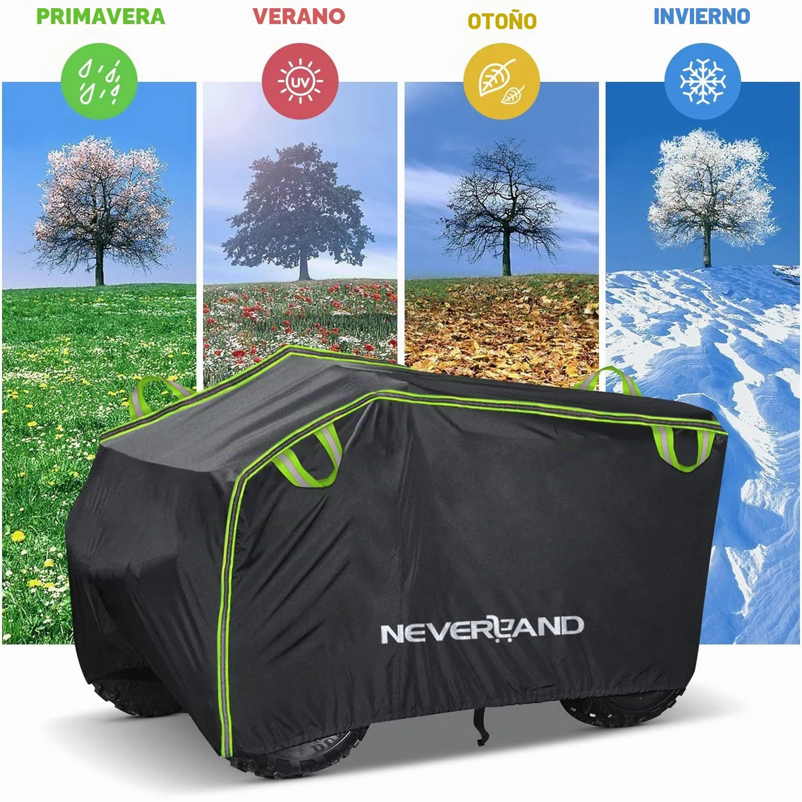 Neverland Funda Quad,210x120x115cm Impermeable Cubierta para ATV Cover Exterior con Tafetán de Poliéster Agujeros para la Cerraduracubre para Quad Protección contra la Lluvia Nieve Polvo Granizo Sol