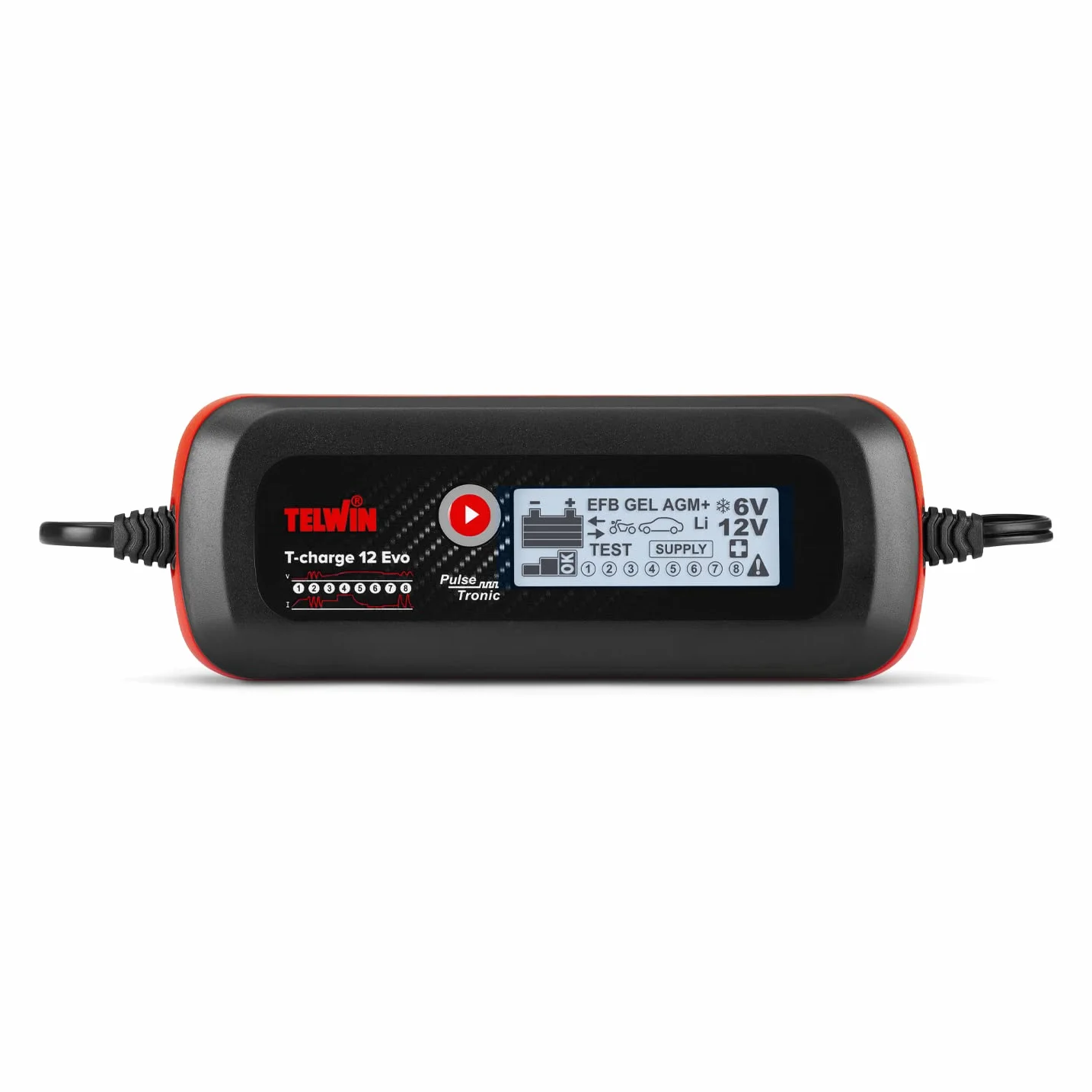 Telwin 807578 Cargador de baterías, mantenedor de carga y tester electrónico multifunción T-CHARGE 12 EVO
