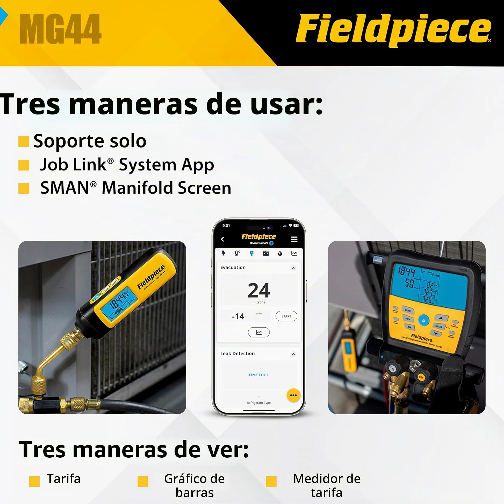 Fieldpiece MG44 - Medidor de vacío inalámbrico