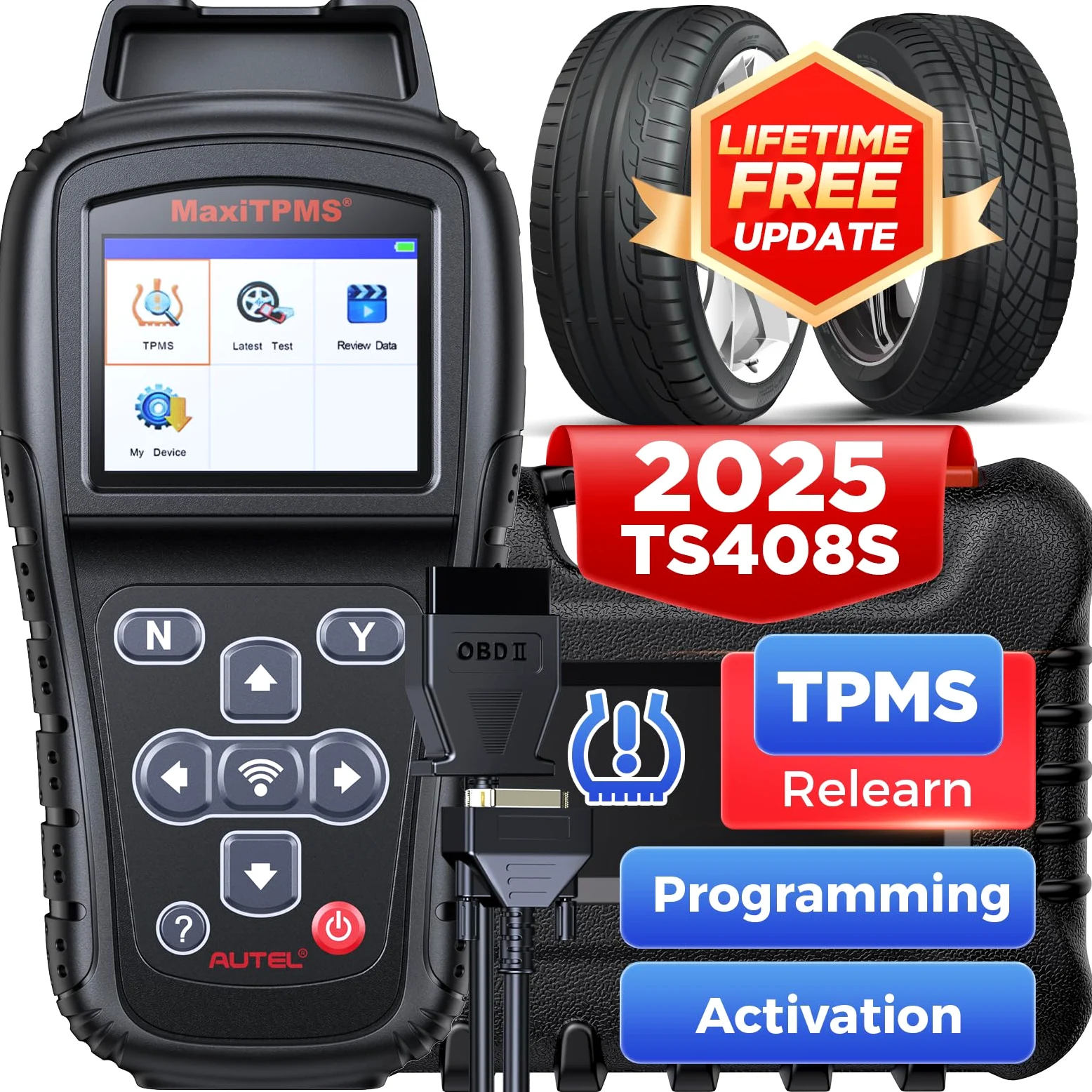 Autel MaxiTPMS TS408S Herramienta de Reaprendizaje TPMS: 2024 Herramienta de programación TPMS, Reinicio TPMS, Diagnóstico, Lectura, Borrado TPMS DTC, Actualización TS408/TS401, Igual Que TS501(Pro)