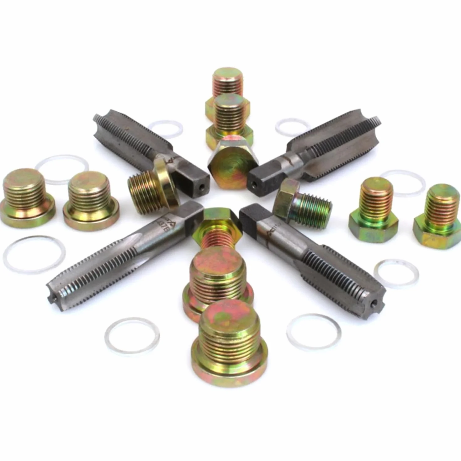 SIO Kit Reparación Roscas Tapón Cárter Aceite Coche - Juego Reparador Rosca Drenaje Aceite Motor - Kit Reparación Tapones Cárter para Automóvil - Herramienta Taller Mecánico para Reparar Rosca Carter