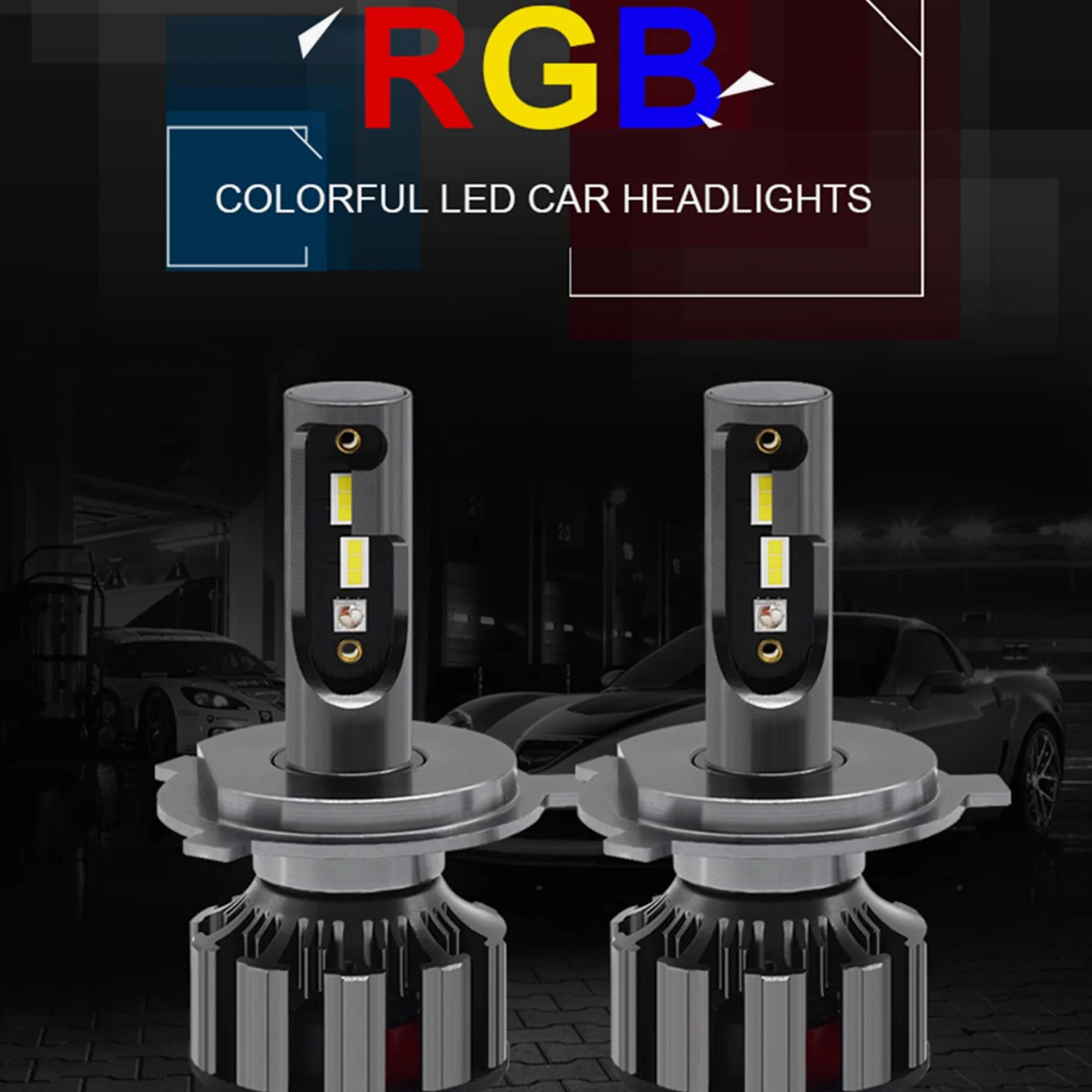 Bombillas LED RGB Para Faros Delanteros, 80 W, 7600 Lúmenes, Faros Delanteros LED Brillantes, 6000 K, Blanco Frío, Kit De Conversión De Faros LED IP68 A Prueba De Agua, Paquete De 2,H4