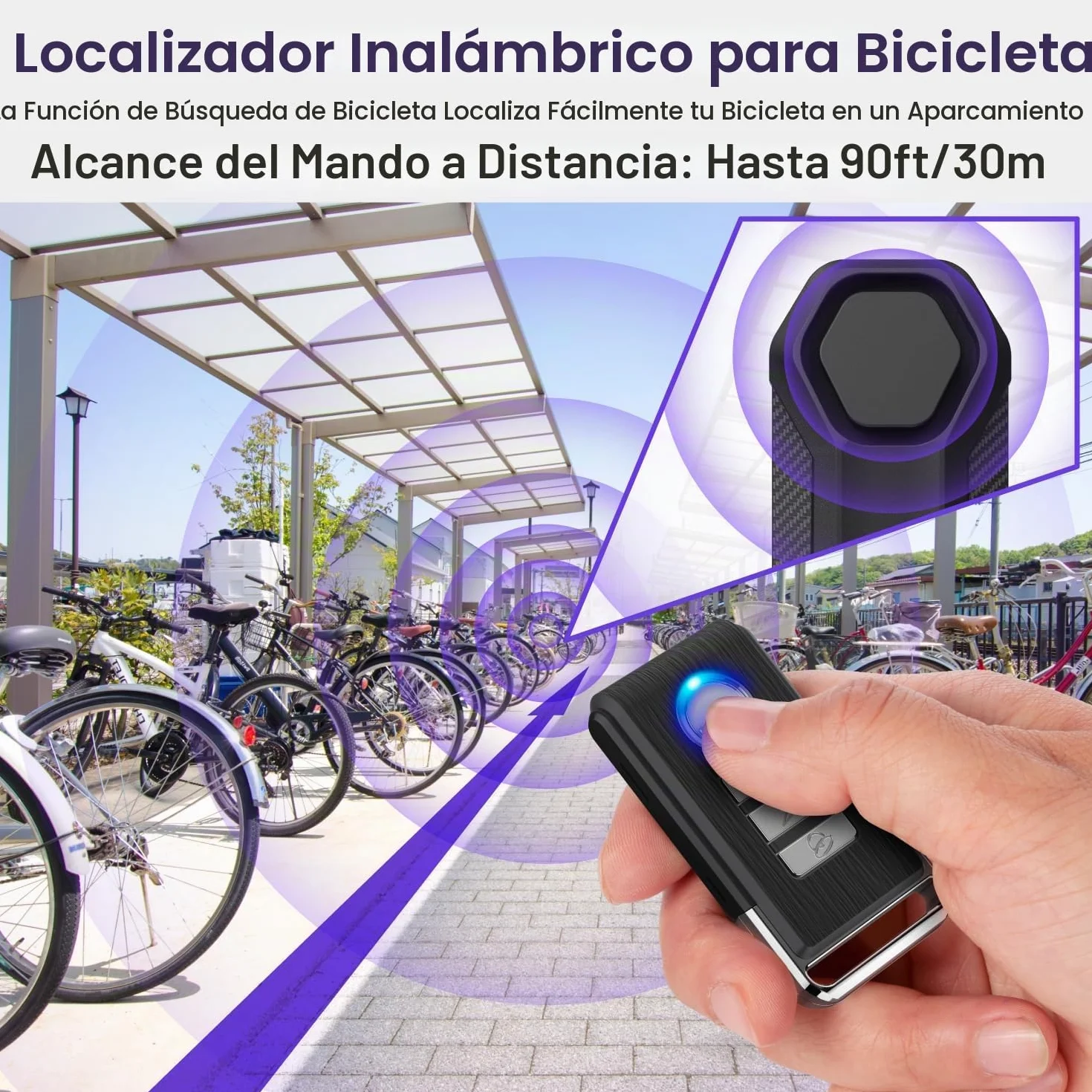 Fosmon Alarma inalámbrica antirrobo para Bicicleta con Control Remoto, Impermeable, Funciona con Pilas, Alarma de Seguridad súper Fuerte de 113 dB para Bicicleta, Motocicleta, Scooter de Movilidad,