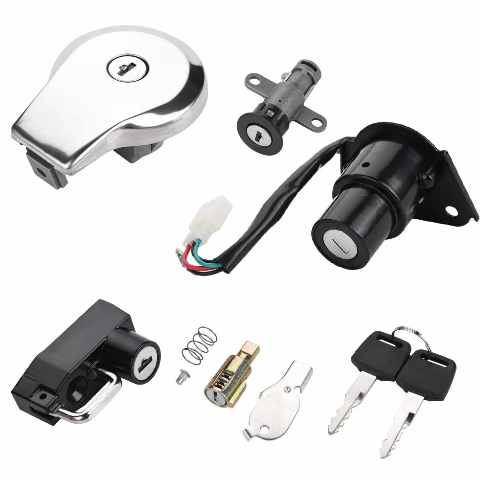 Cerradura de motocicleta, cerraduras profesionales para motocicleta, cerradura de interruptor de encendido, cerradura de dirección, cerradura de tapa de tanque de combustible, cerradura de casco, ajus