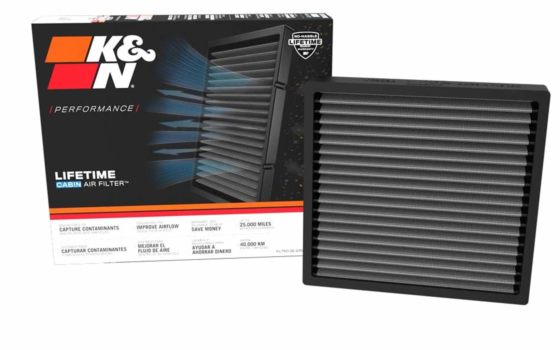 K&N Filtro de aire de cabina: alto rendimiento, lavable, flujo de aire limpio a tu cabina: compatible con Acurage Integra 2023-2024, Honda Civic 2022-2024, Honda Civic Type R 2023-2024, VF2086
