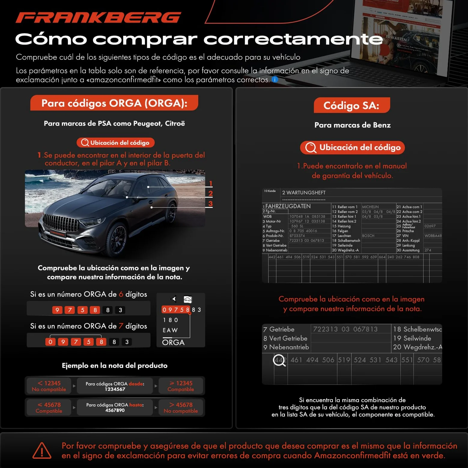 Frankberg Pinza de freno 0004217381 | Compatible con: Clase A W176, Clase B W242 W246, CLA Coupé C117, Clase GLA X156