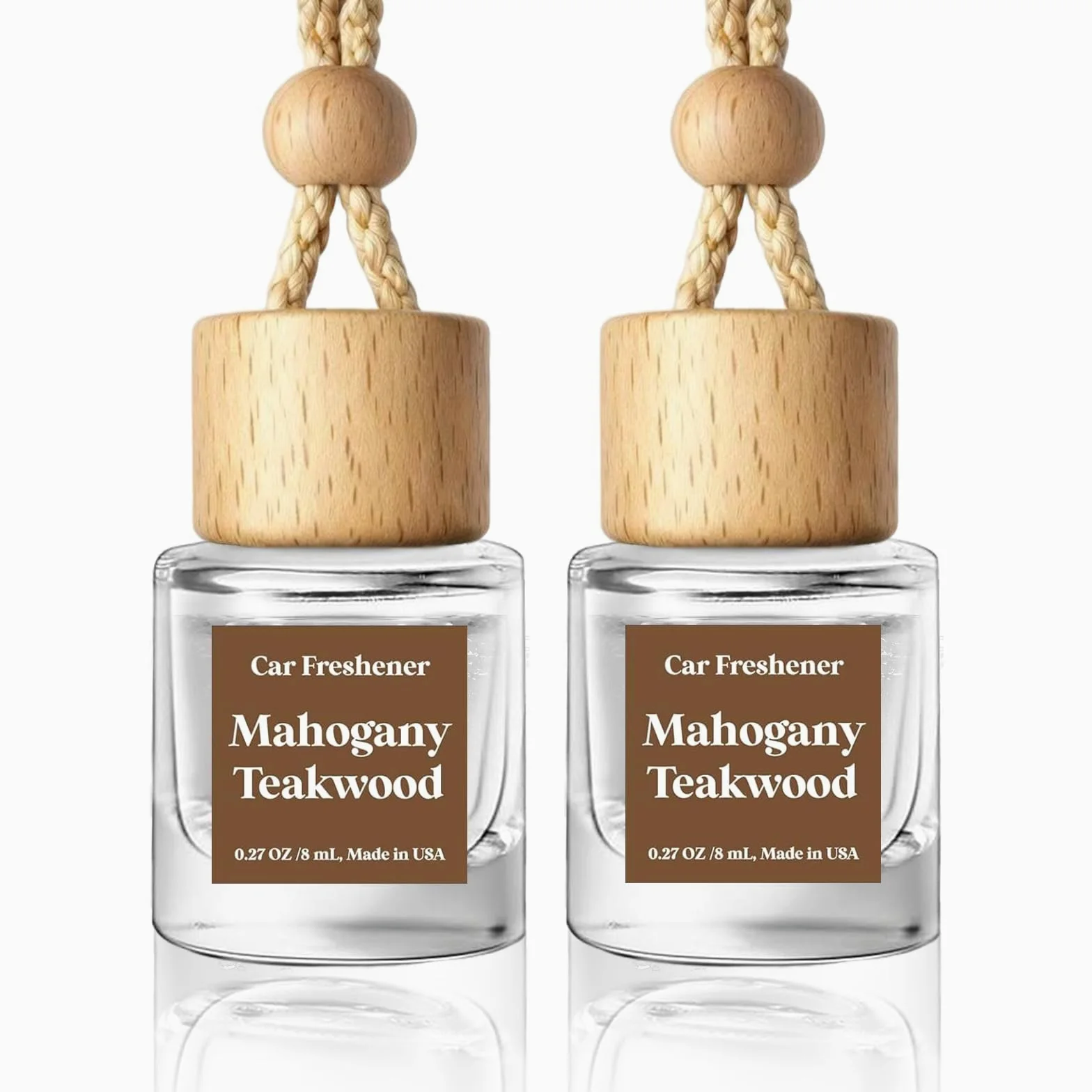 HoogaLife - Difusor de ambientador para coche, revitaliza tu conducción con el ambientador colgante, difusor de aroma Happiness in Motion (madera de teca caoba)